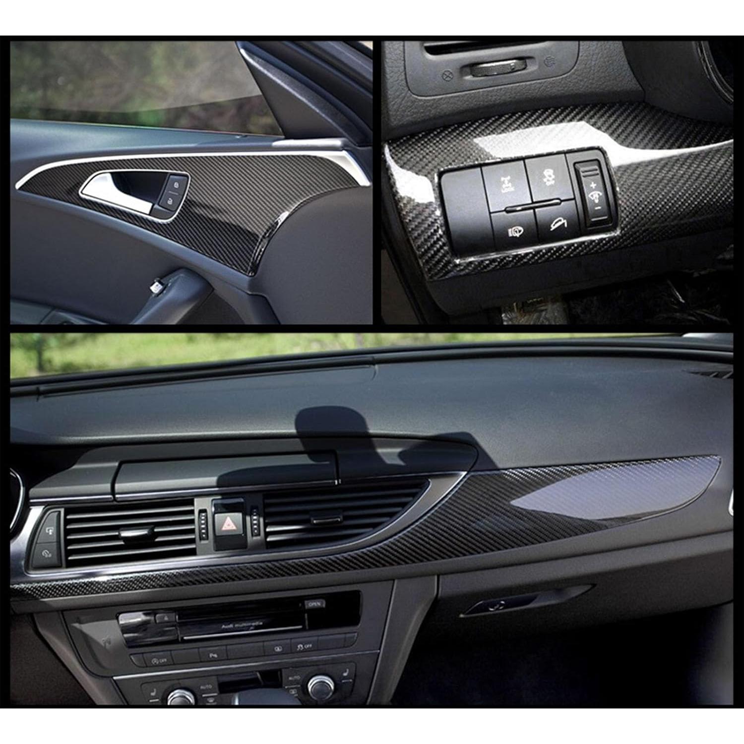 Vinilo de fibra de carbono USSDE 6D negro brillante 30.48x304.8cm