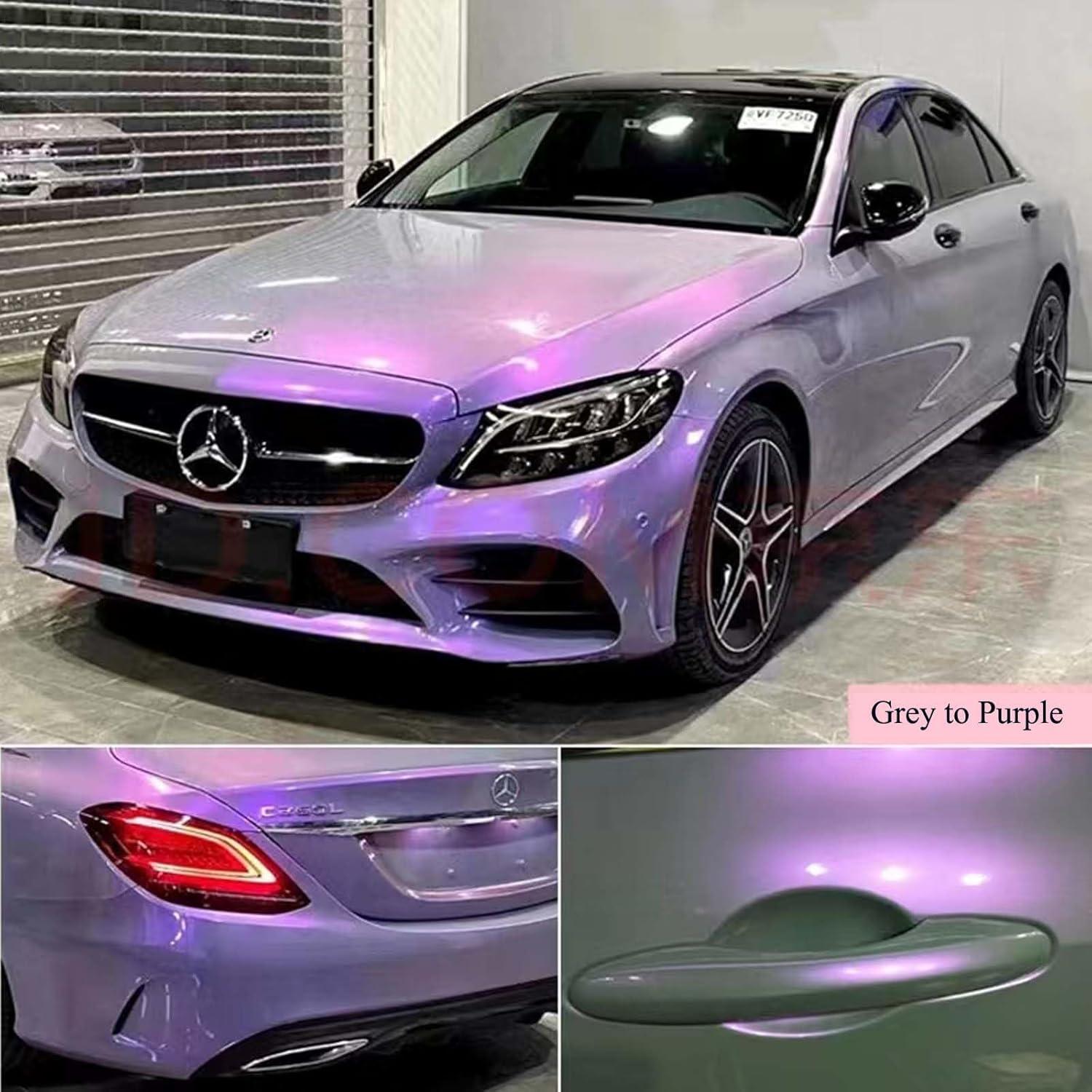 Vinilo Adhesivo para Envoltura de Coche YOLACKEY Gris a Púrpura 0.30m x 1.52m