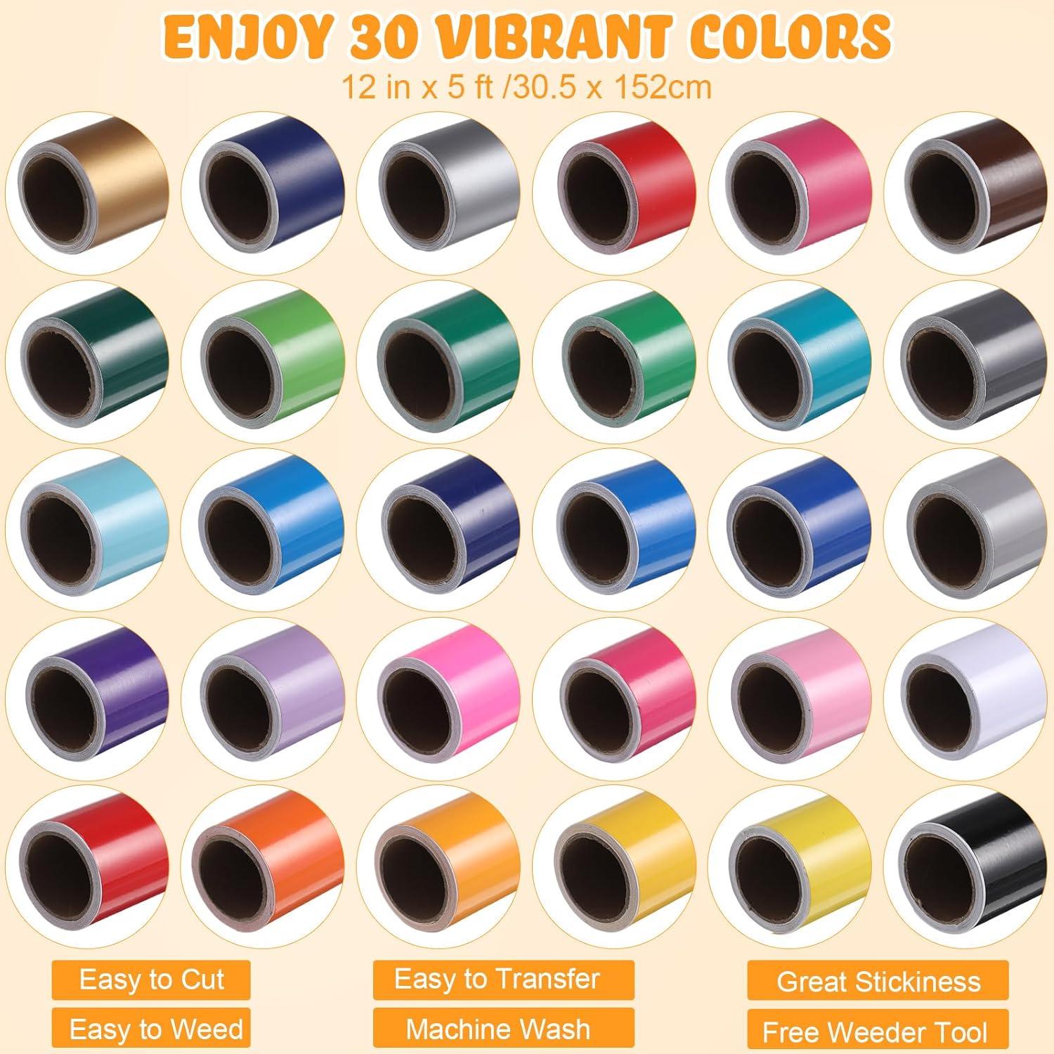 Paquete de 30 Rollos de Vinilo Permanente Honoson 30.48x152.4 cm