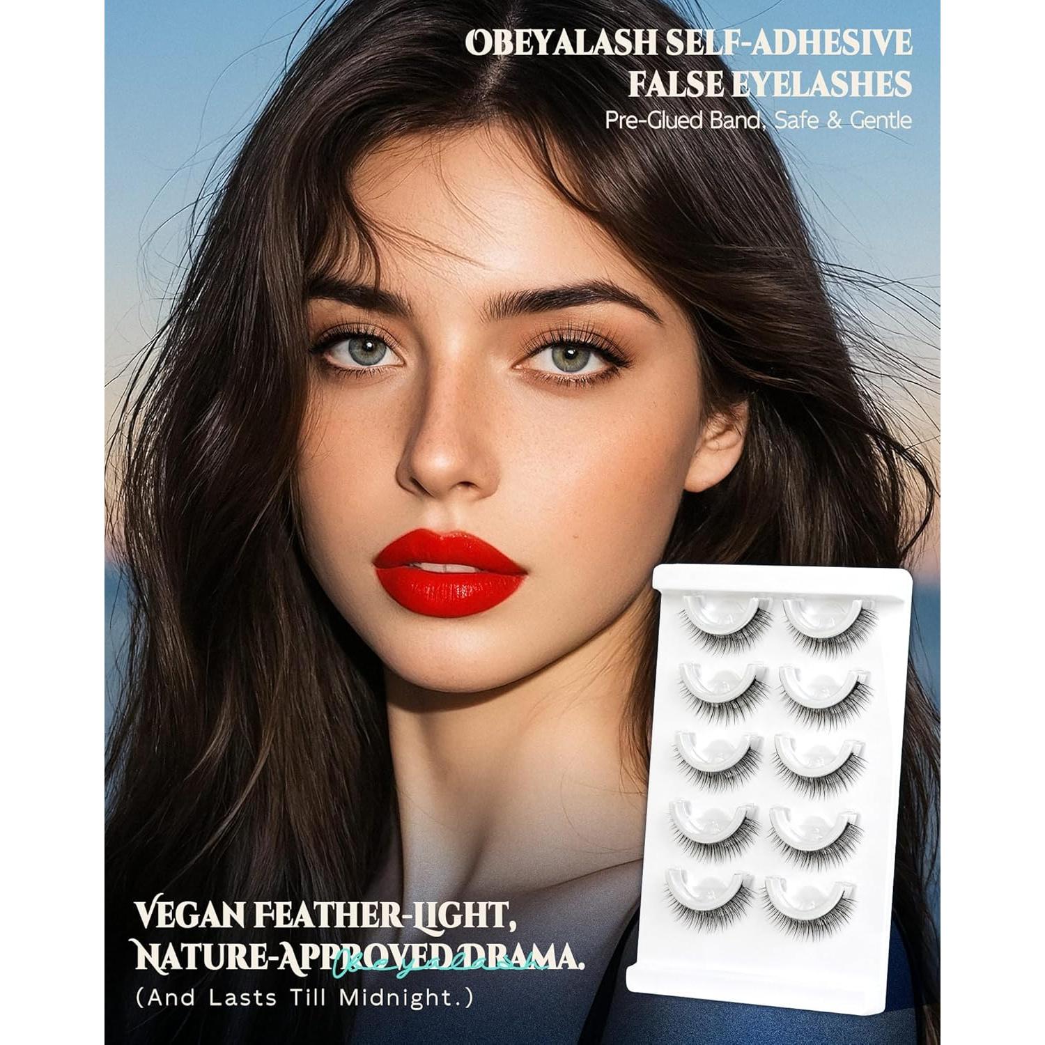 Pestañas Postizas Reutilizables Obeyalash 10mm 5 Pares Autoadhesivas