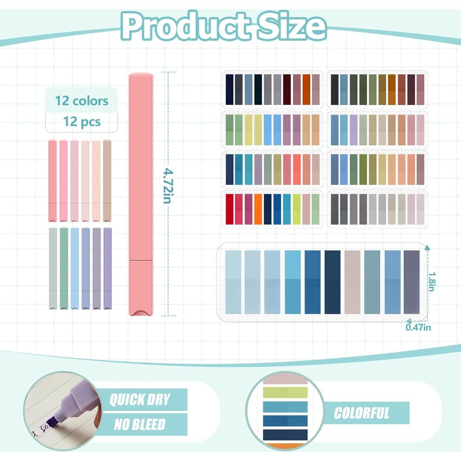 Kit de Anotación MotiMind 1800 Piezas Pestañas y 12 Resaltadores