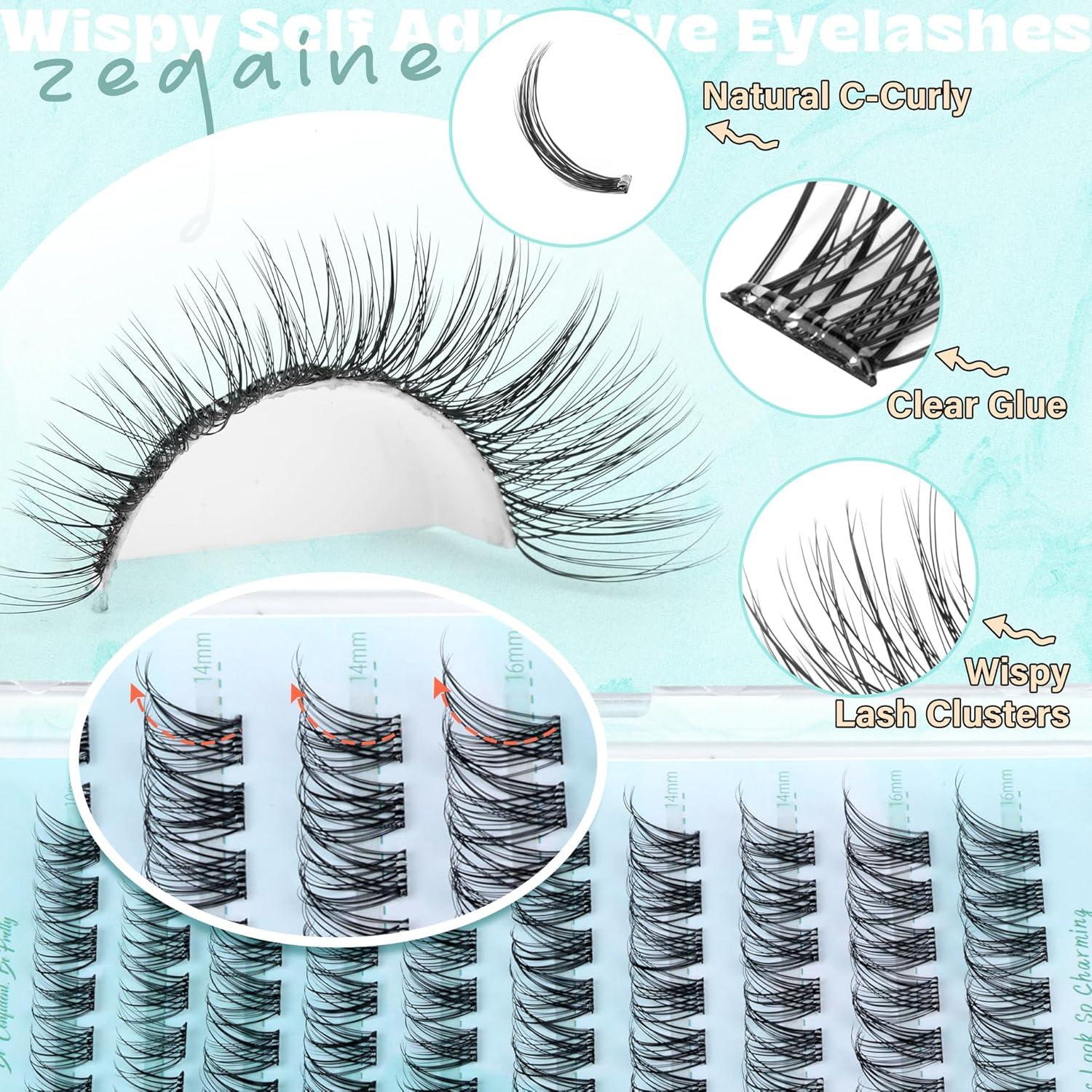 Grupos de Pestañas Autoadhesivas Zegaine 10-16mm Naturales 120Pcs