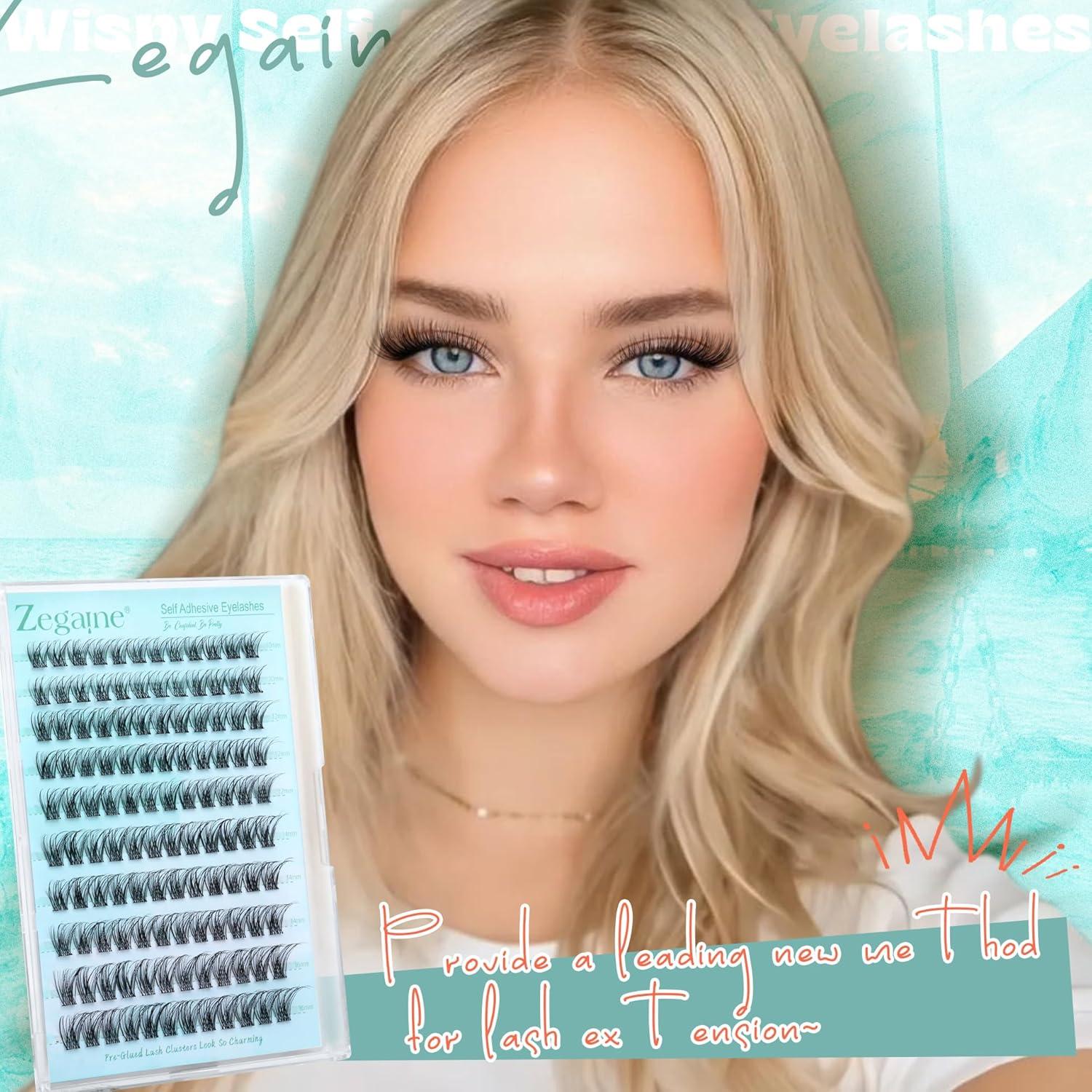 Grupos de Pestañas Autoadhesivas Zegaine 10-16mm Naturales 120Pcs