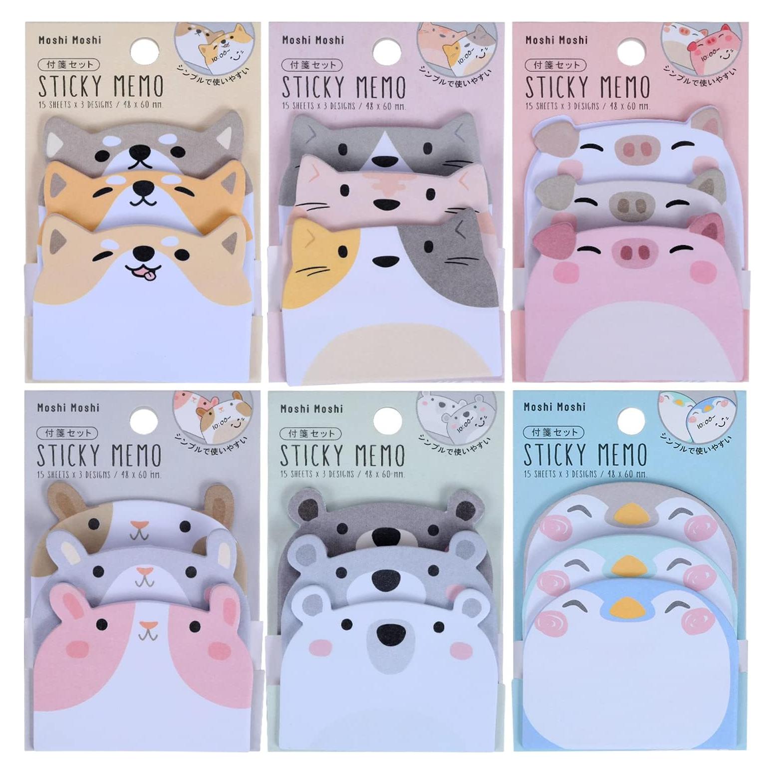 Notas Adhesivas Molain en Forma de Animales - Paquete de 6