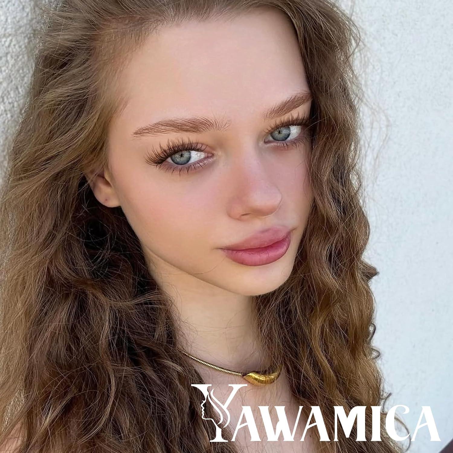 Grupos de Pestañas Autoadhesivas Yawamica Marrón 8-14mm Reutilizables