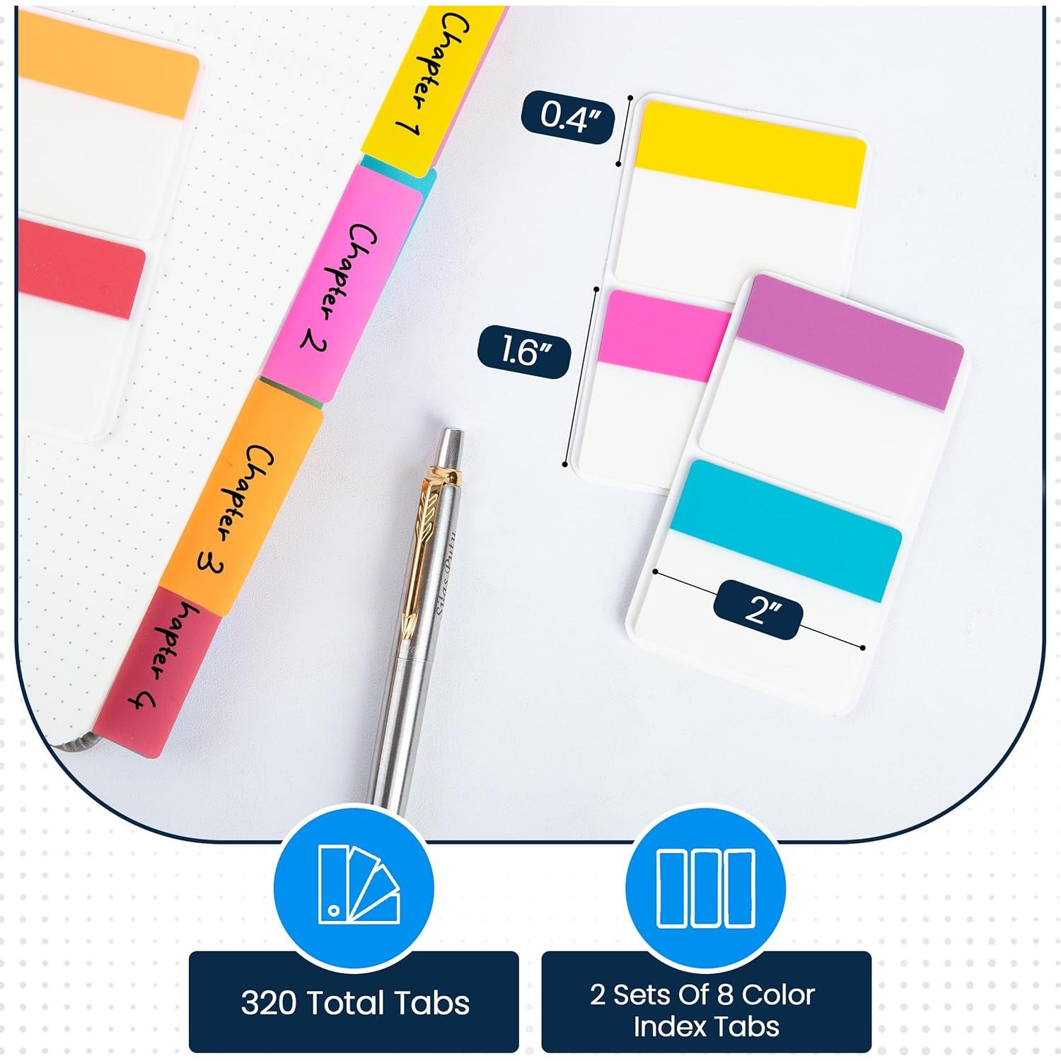 Pestañas Adhesivas Essex Wares 320 Piezas 5.08 cm 8 Colores