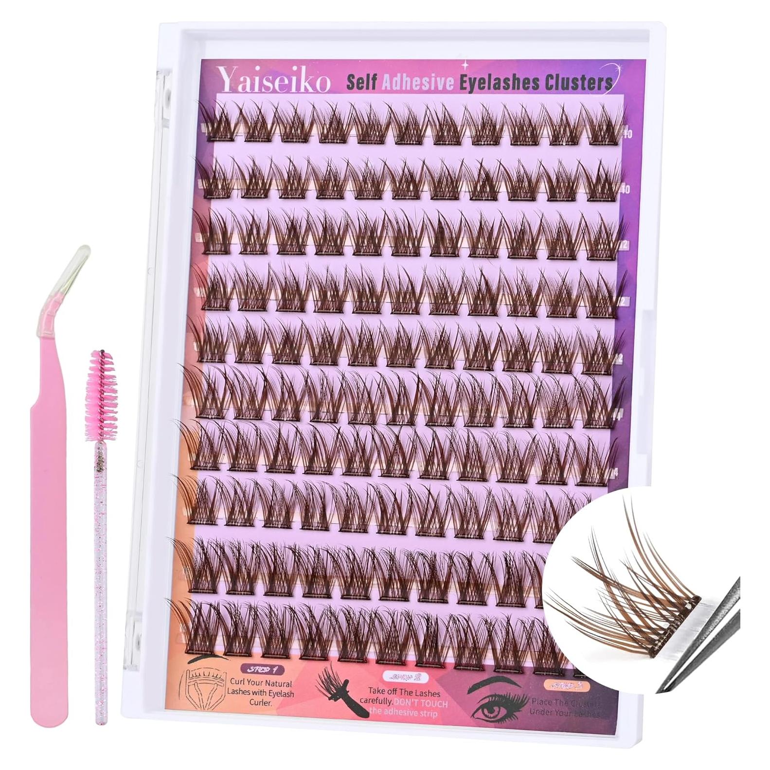 Grupos de Pestañas Autoadhesivas Marrón Yaiseiko 10-16mm C Curl