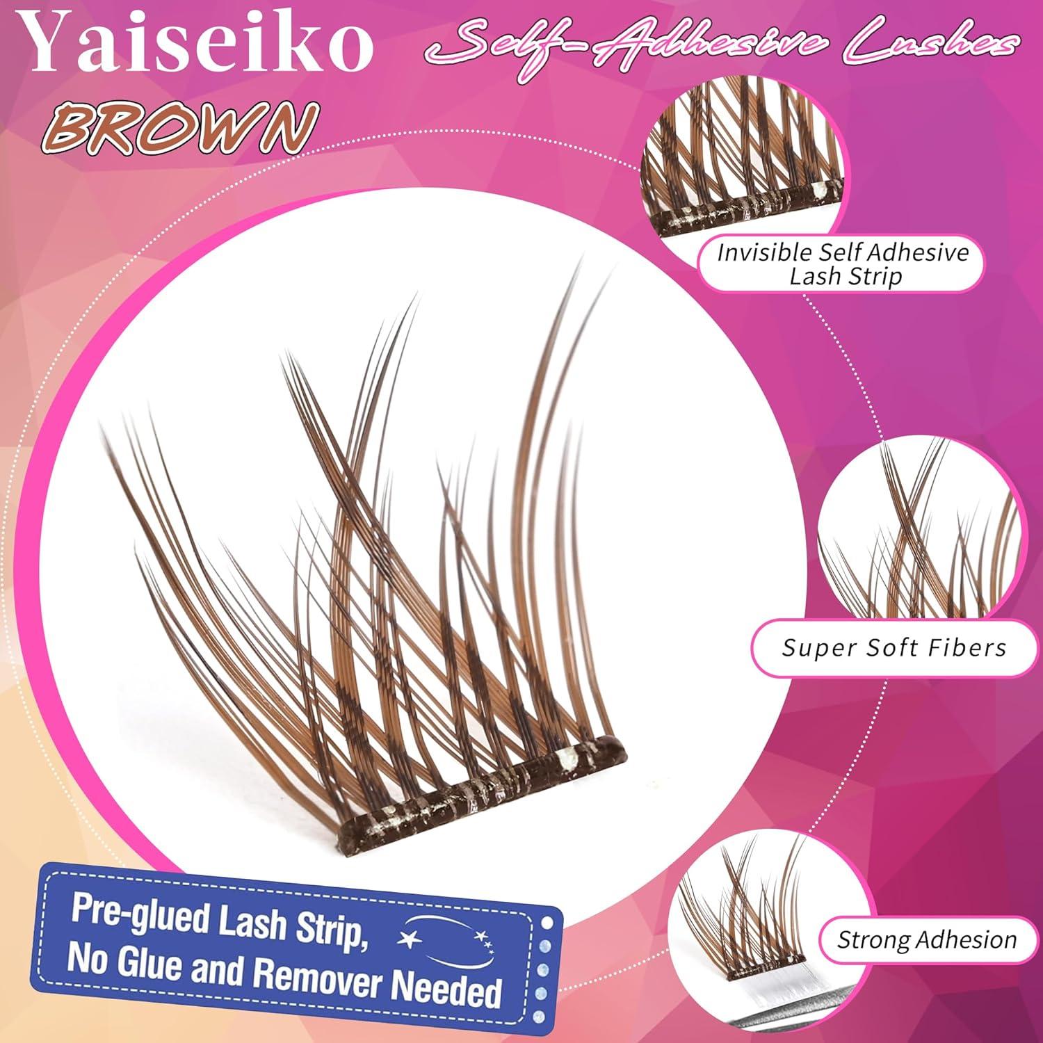 Grupos de Pestañas Autoadhesivas Marrón Yaiseiko 10-16mm C Curl