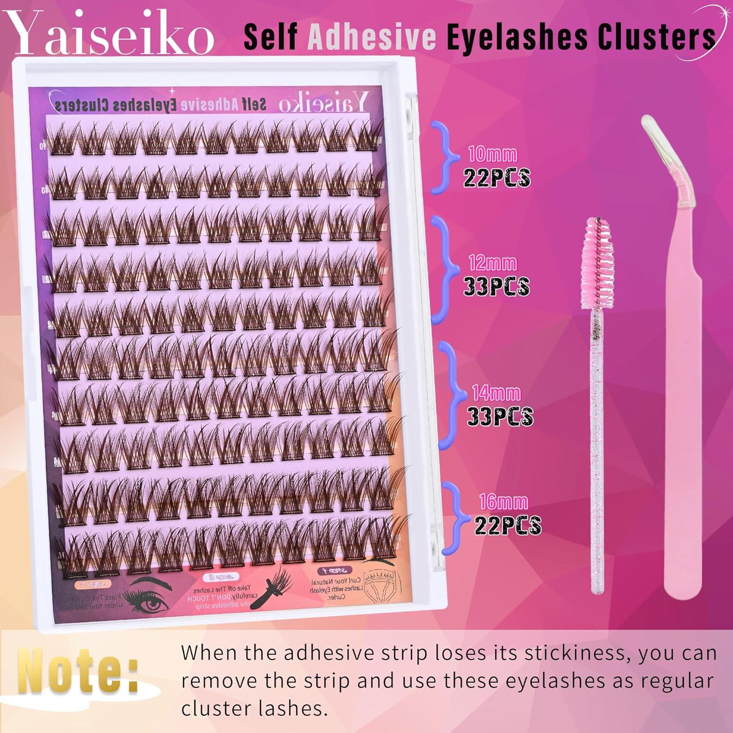 Grupos de Pestañas Autoadhesivas Marrón Yaiseiko 10-16mm C Curl