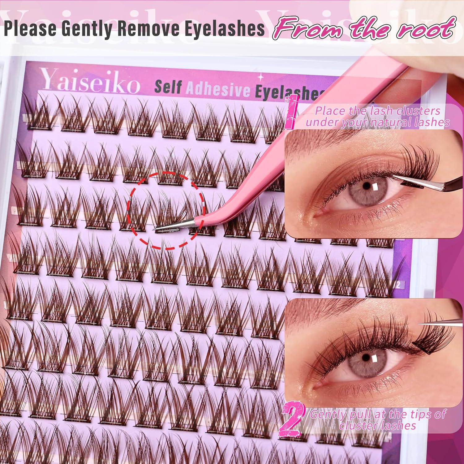 Grupos de Pestañas Autoadhesivas Marrón Yaiseiko 10-16mm C Curl