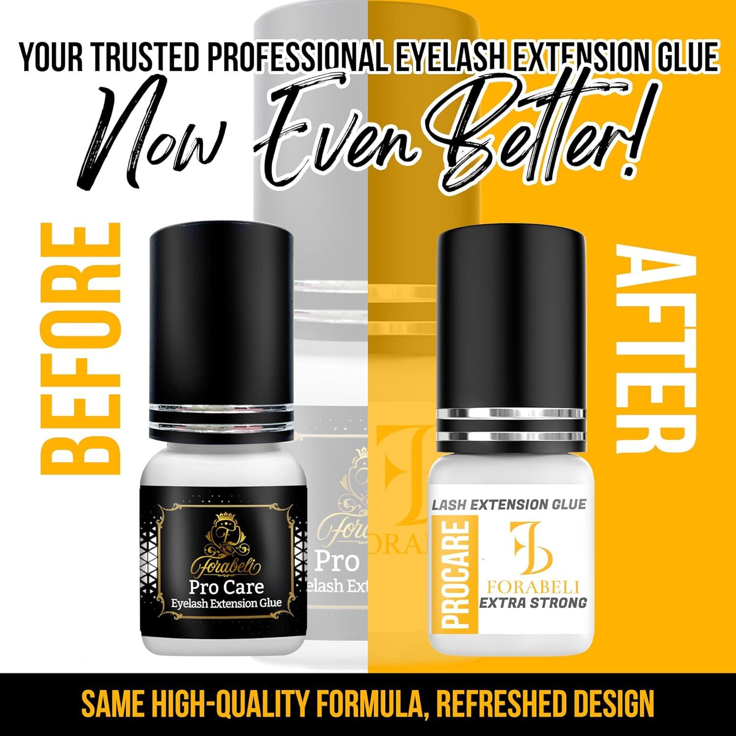 Adhesivo Profesional para Extensiones de Pestañas Forabeli Pro Care, Secado Rápido 1-2 Segundos, Retención 8 Semanas