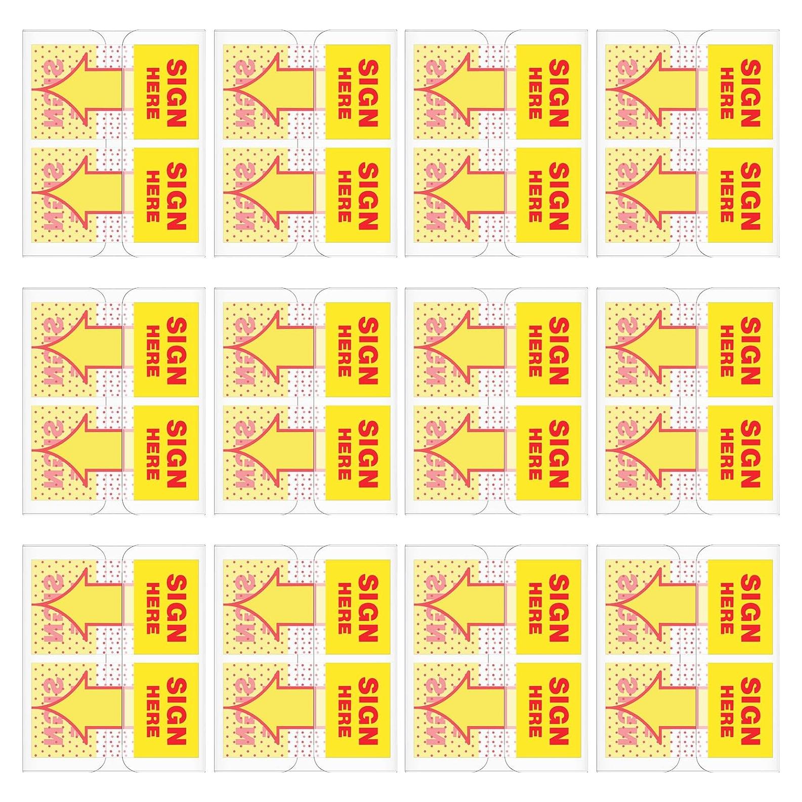 Jutom 12 Piezas Etiquetas Aquí Firmar Amarillo 4.39x2.5 cm
