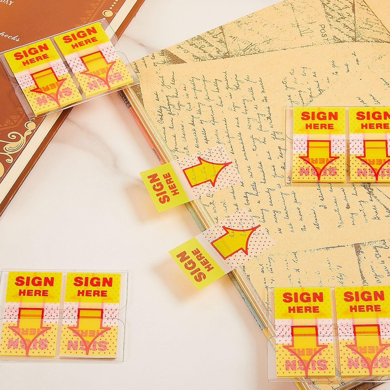 Jutom 12 Piezas Etiquetas Aquí Firmar Amarillo 4.39x2.5 cm