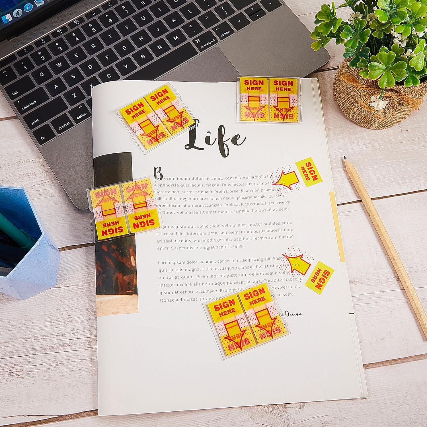 Jutom 12 Piezas Etiquetas Aquí Firmar Amarillo 4.39x2.5 cm