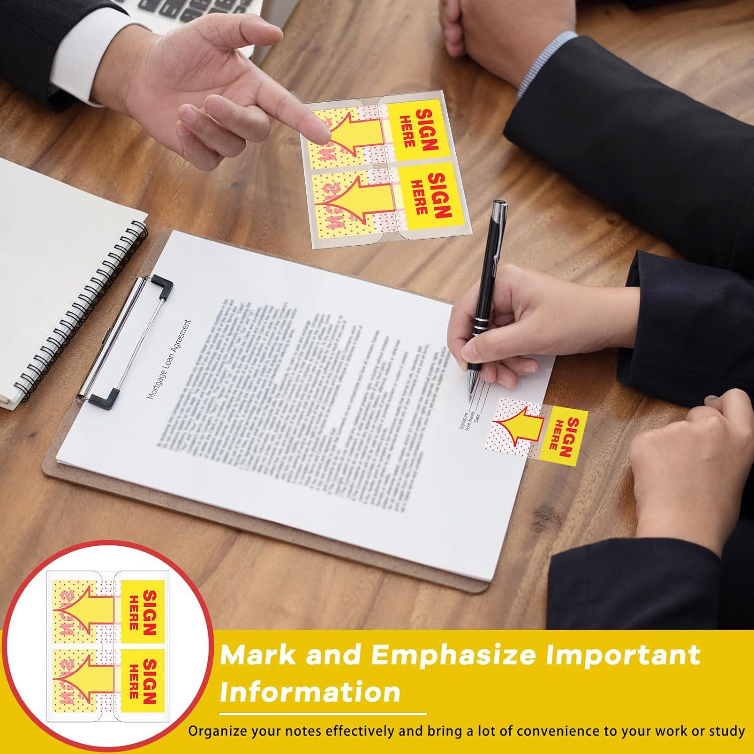 Jutom 12 Piezas Etiquetas Aquí Firmar Amarillo 4.39x2.5 cm