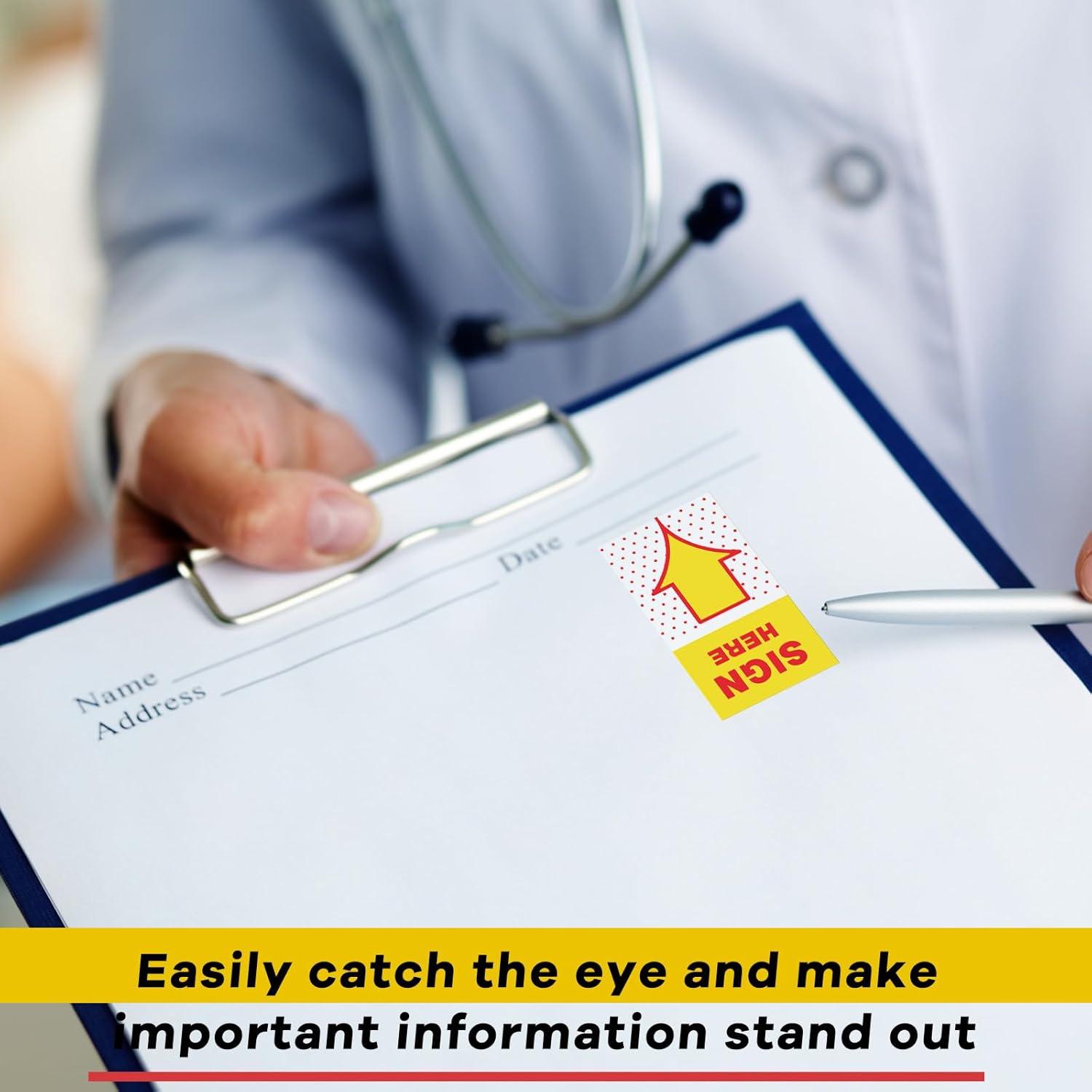 Jutom 12 Piezas Etiquetas Aquí Firmar Amarillo 4.39x2.5 cm