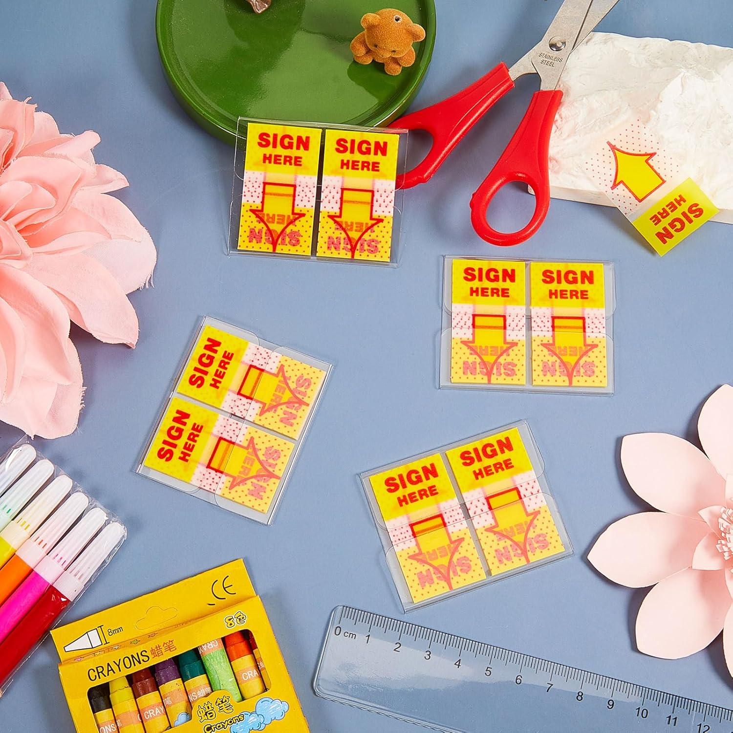 Jutom 12 Piezas Etiquetas Aquí Firmar Amarillo 4.39x2.5 cm