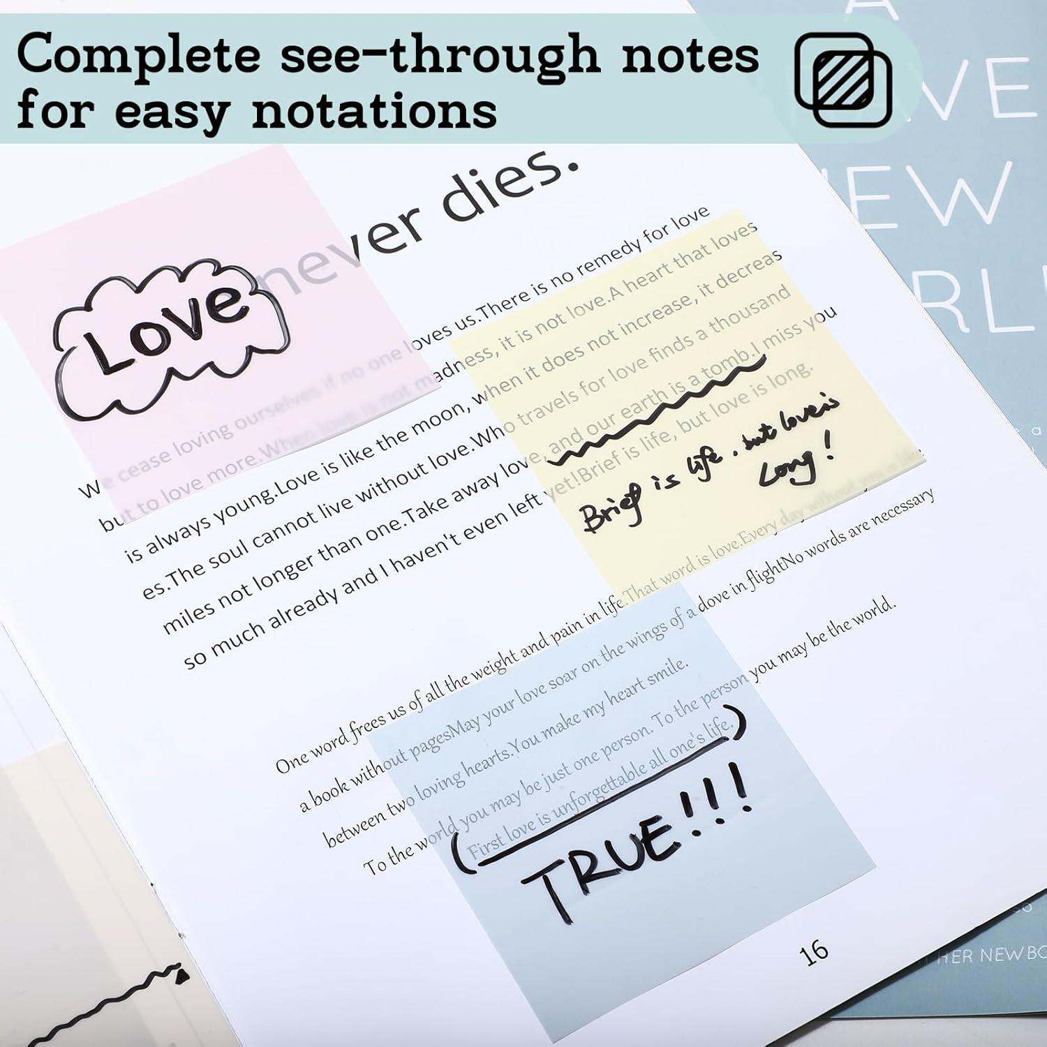 Notas Adhesivas Transparentes VITEVER 1000 Hojas 7 Colores 7.62x7.62 cm