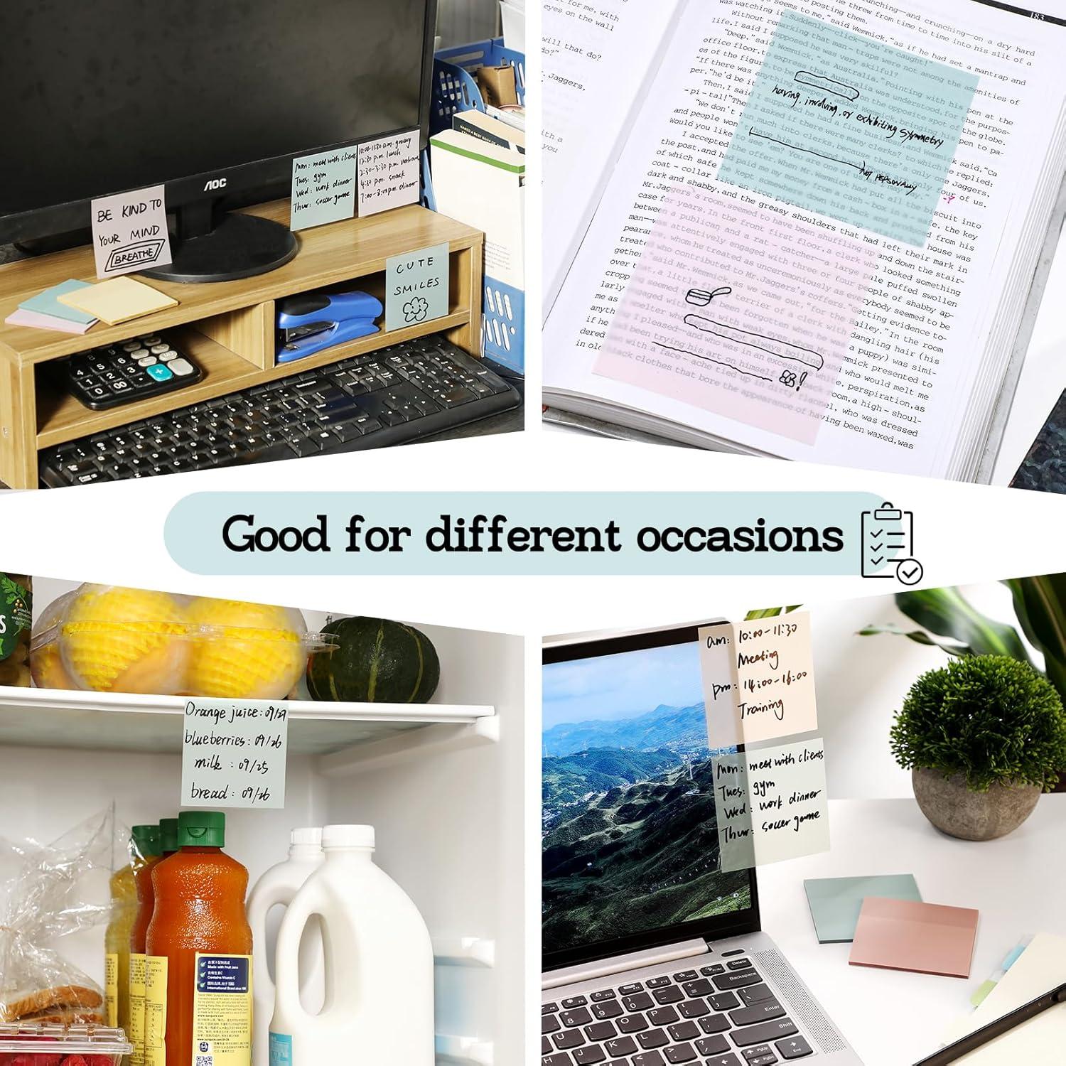 Notas Adhesivas Transparentes VITEVER 1000 Hojas 7 Colores 7.62x7.62 cm