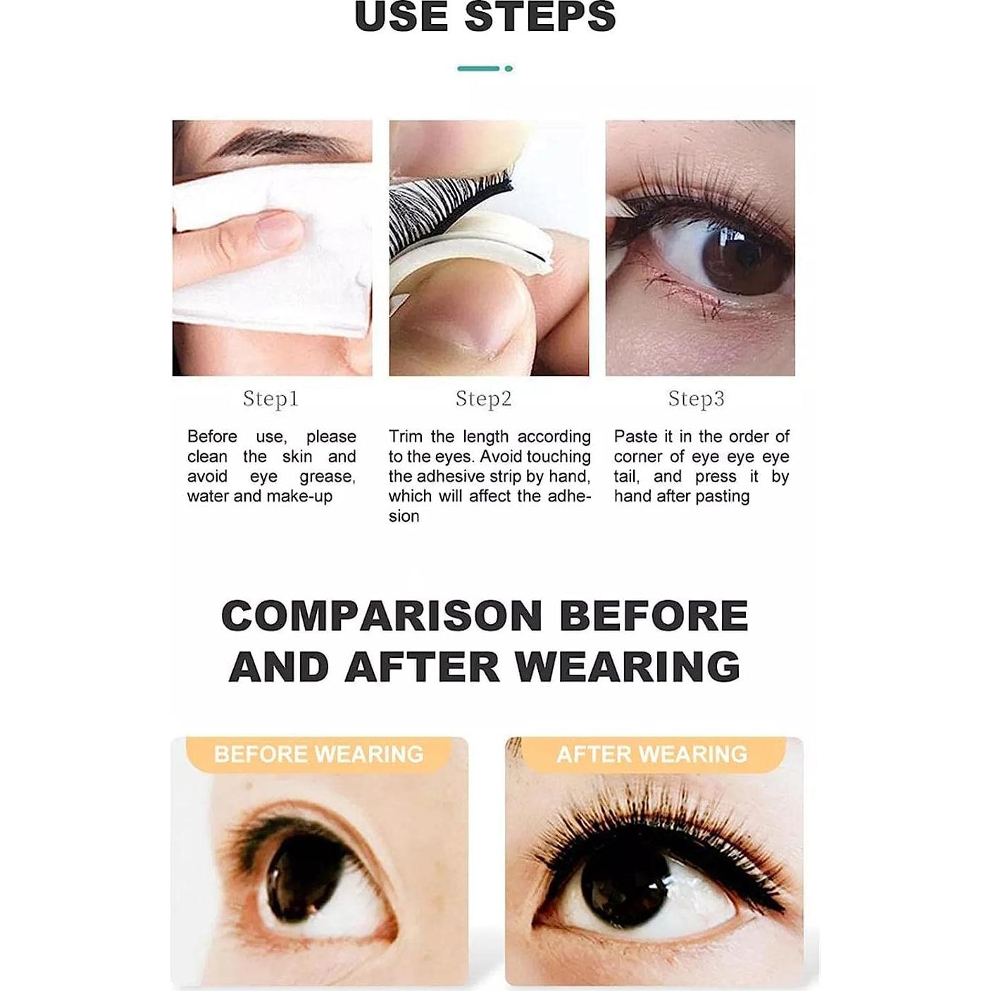 40 Piezas Pestañas Falsas Autoadhesivas Baolaili 12cm