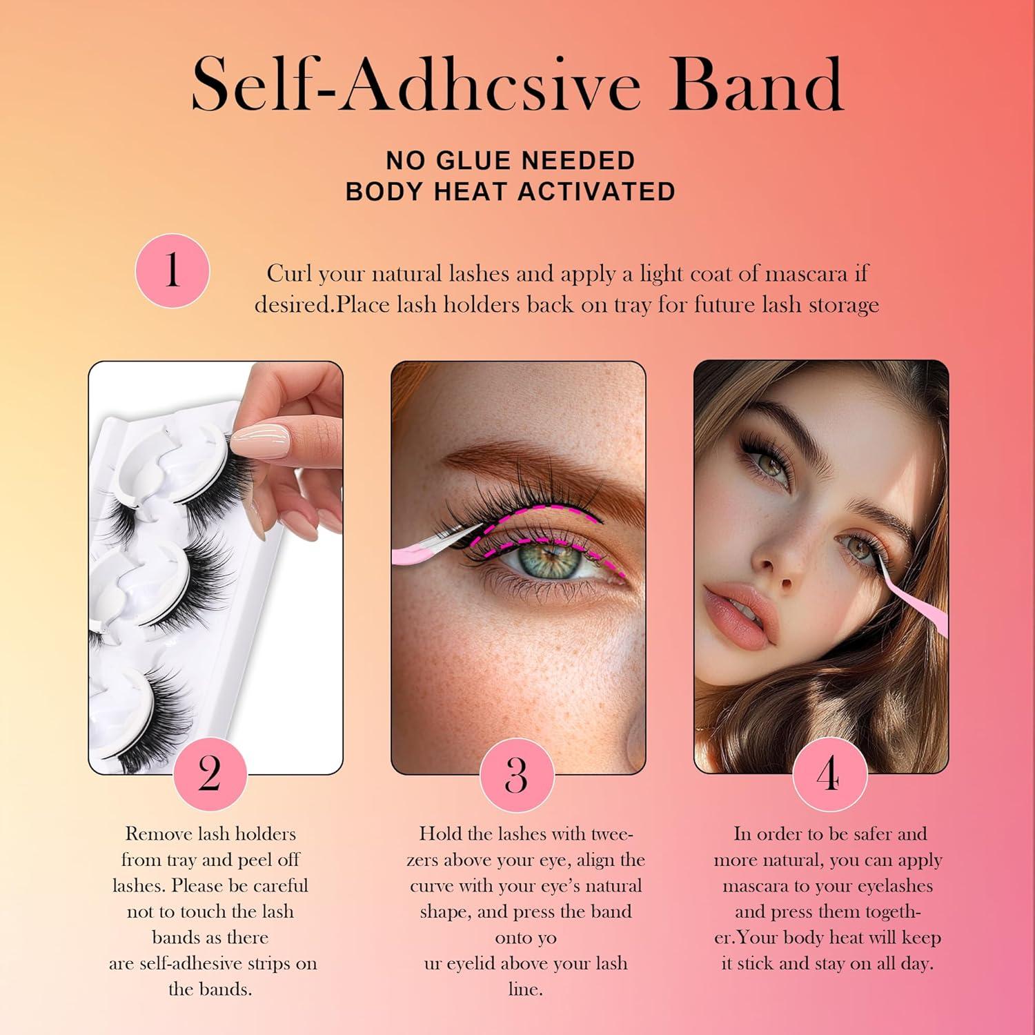 Pestañas Autoadhesivas JoMay 3D Reutilizables 5x Naturales