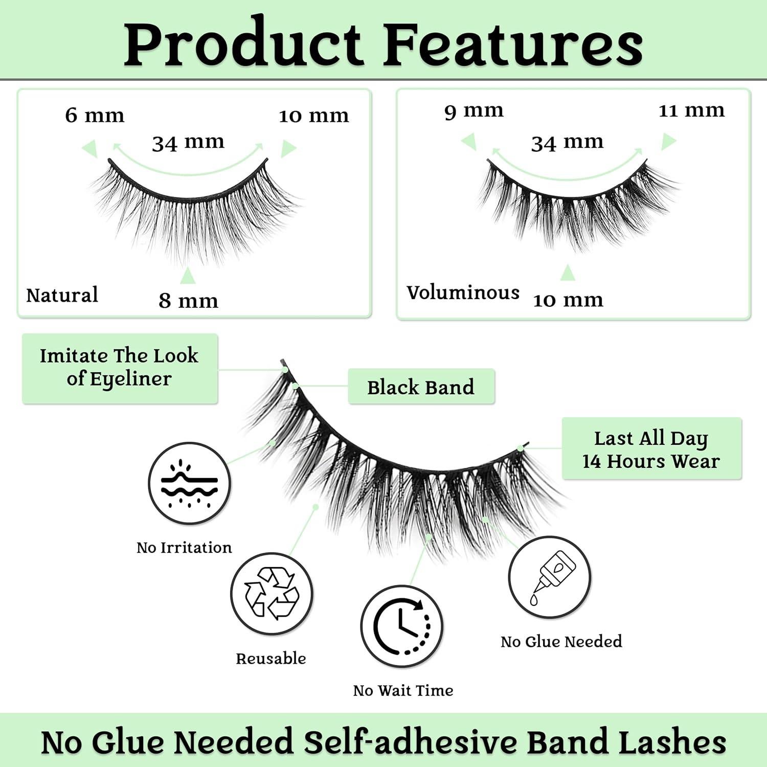 Pestañas Autoadhesivas 2R Studio - 3 Pares Naturales Curva C