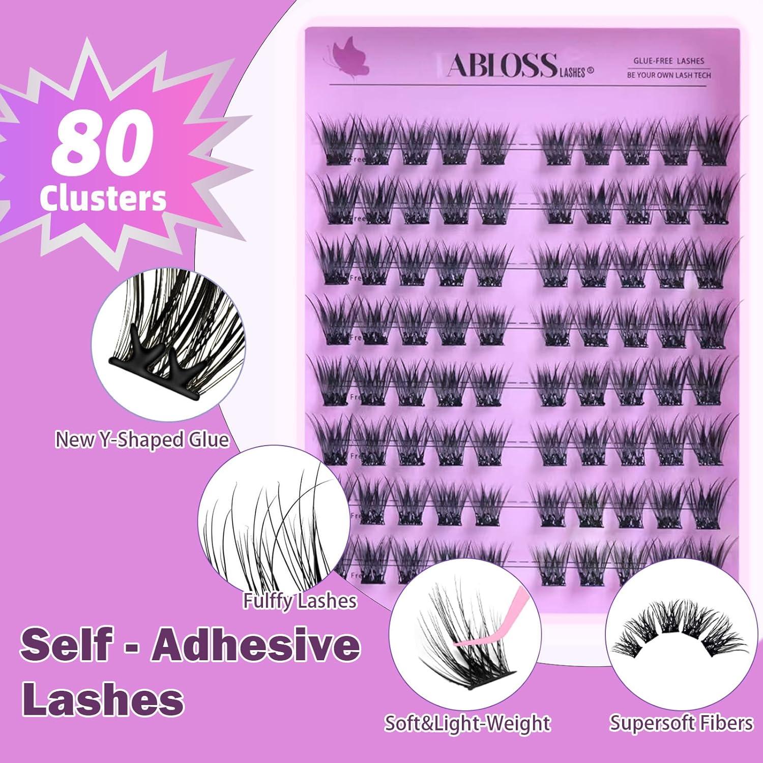 Pestañas Autoadhesivas Fabloss 80 Pcs Racimos Reutilizables
