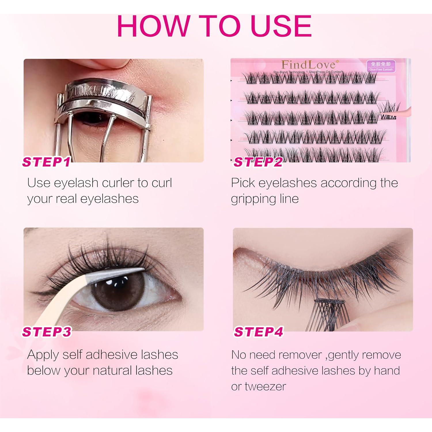 Pestañas Autoadhesivas FindLove Sin Pegamento 19.1x11.2cm