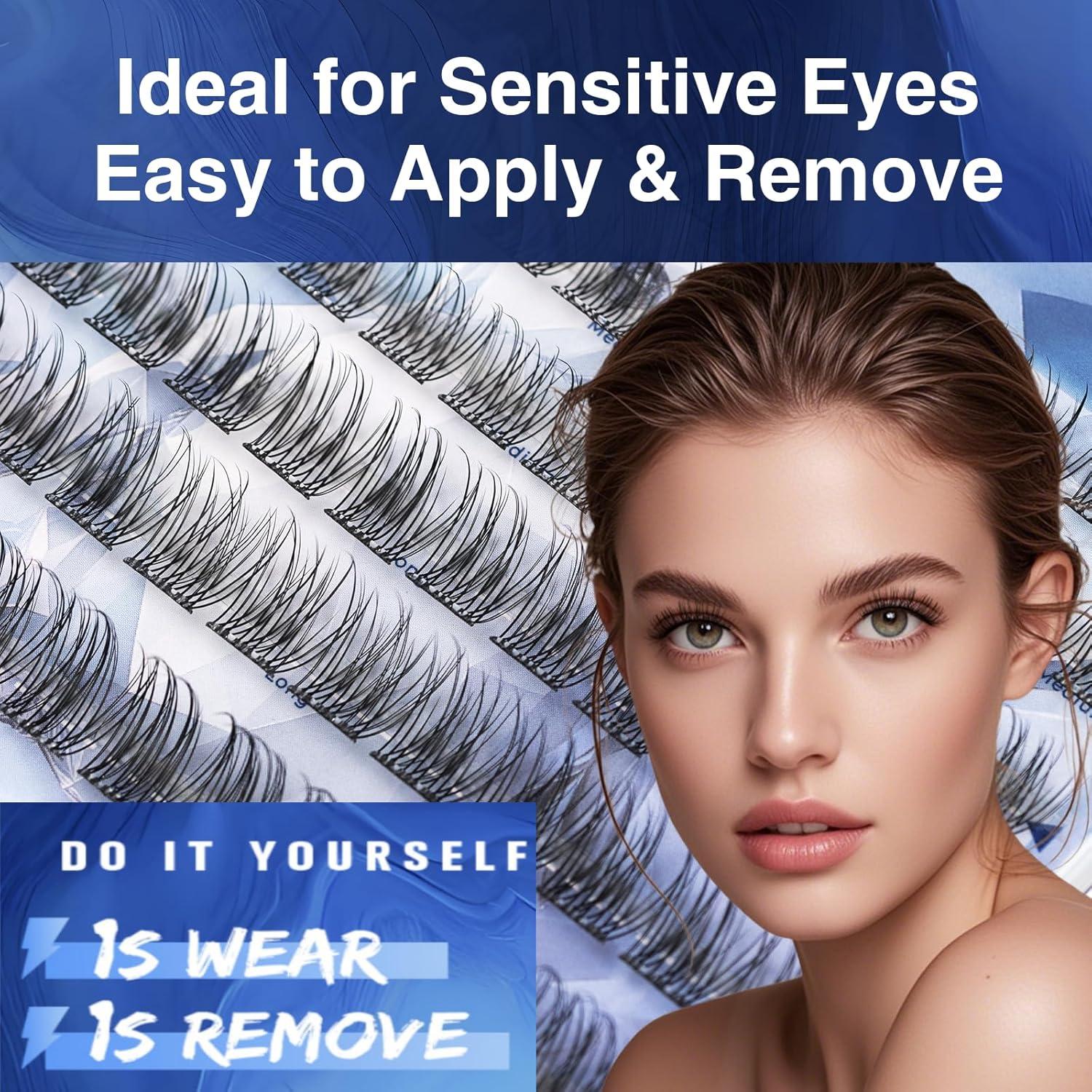 Grupos de Pestañas Autoadhesivas GOLLEE 72PCS D Curl Natural