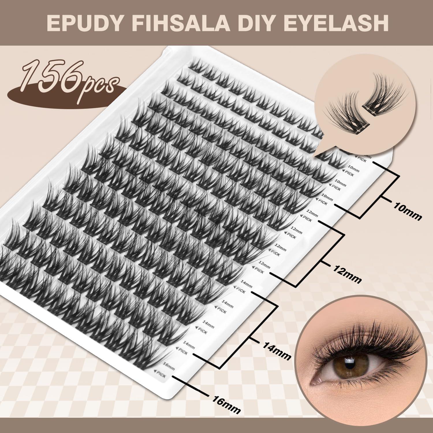 Pestañas Autoadhesivas EPUDY FIHSALA 156pcs 10-16mm Naturales