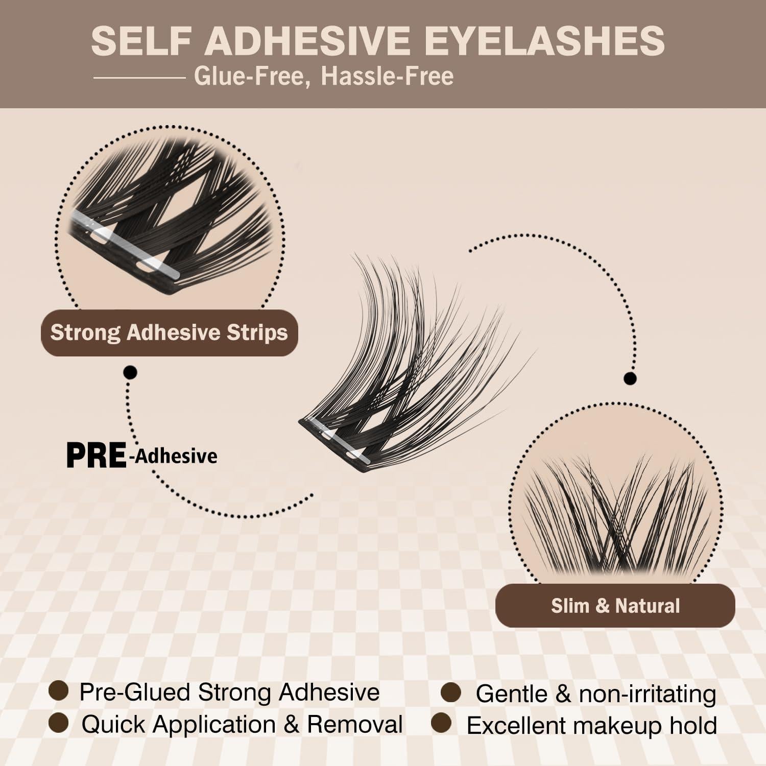 Pestañas Autoadhesivas EPUDY FIHSALA 156pcs 10-16mm Naturales