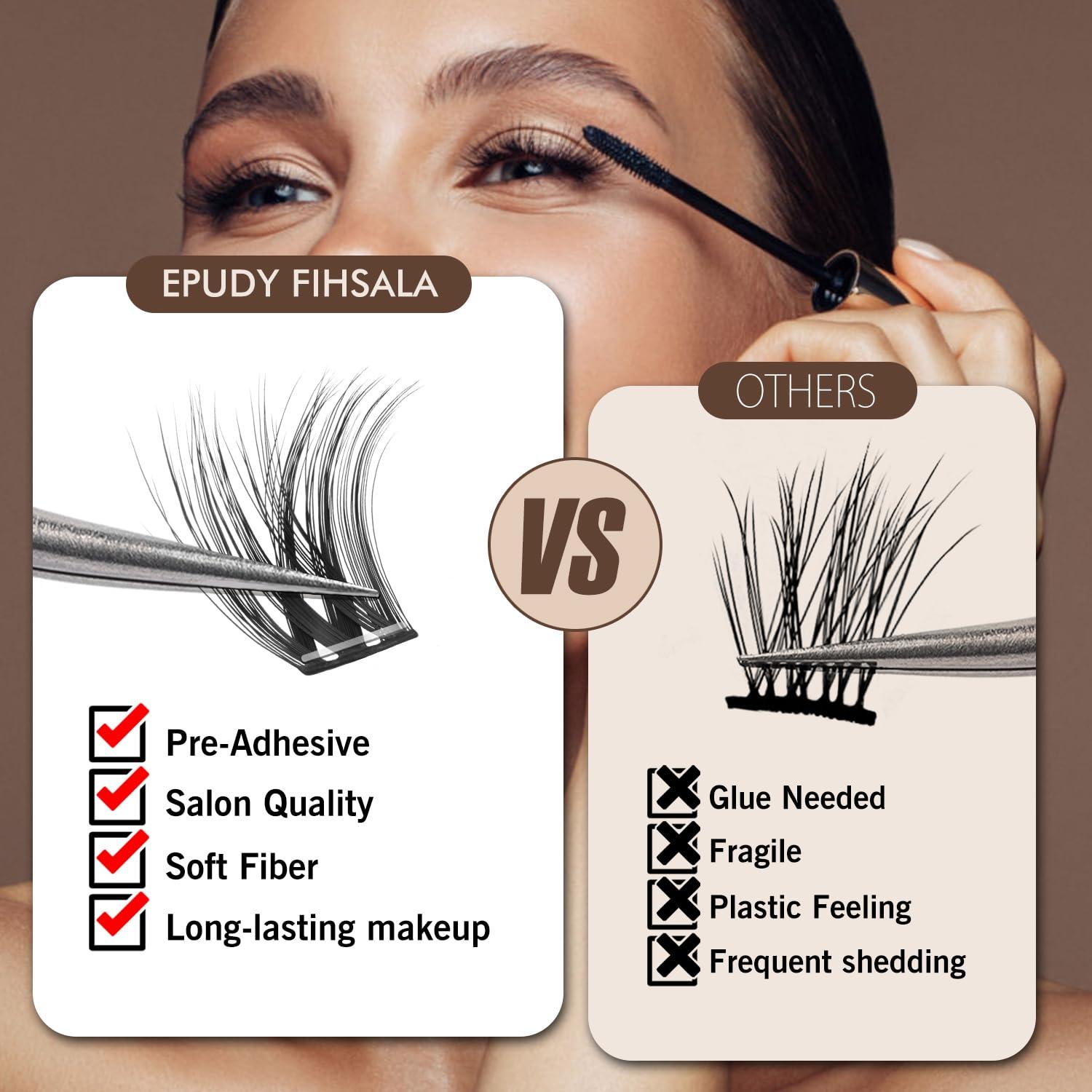 Pestañas Autoadhesivas EPUDY FIHSALA 156pcs 10-16mm Naturales