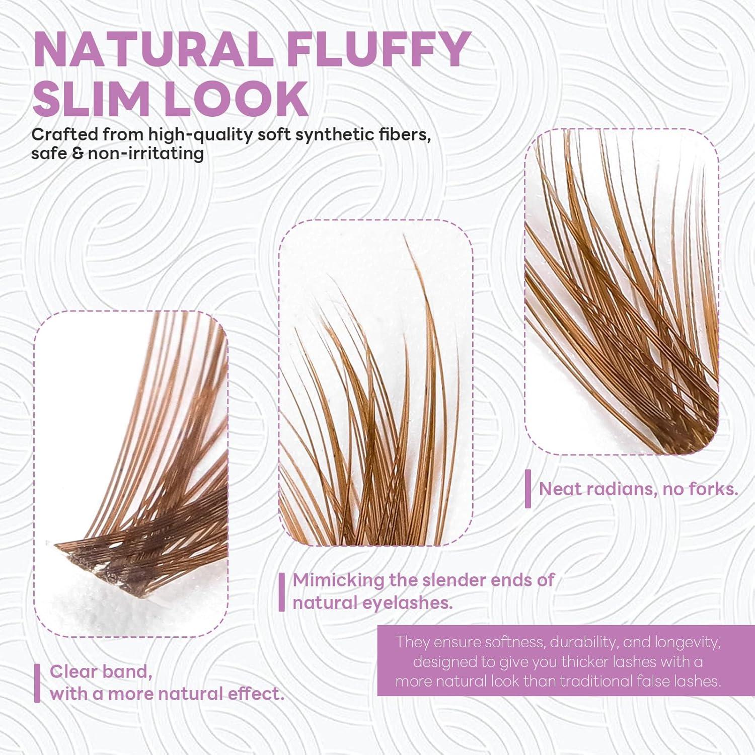 Racimos de Pestañas Postizas Marrones BYETOCE 252 Pcs 40D