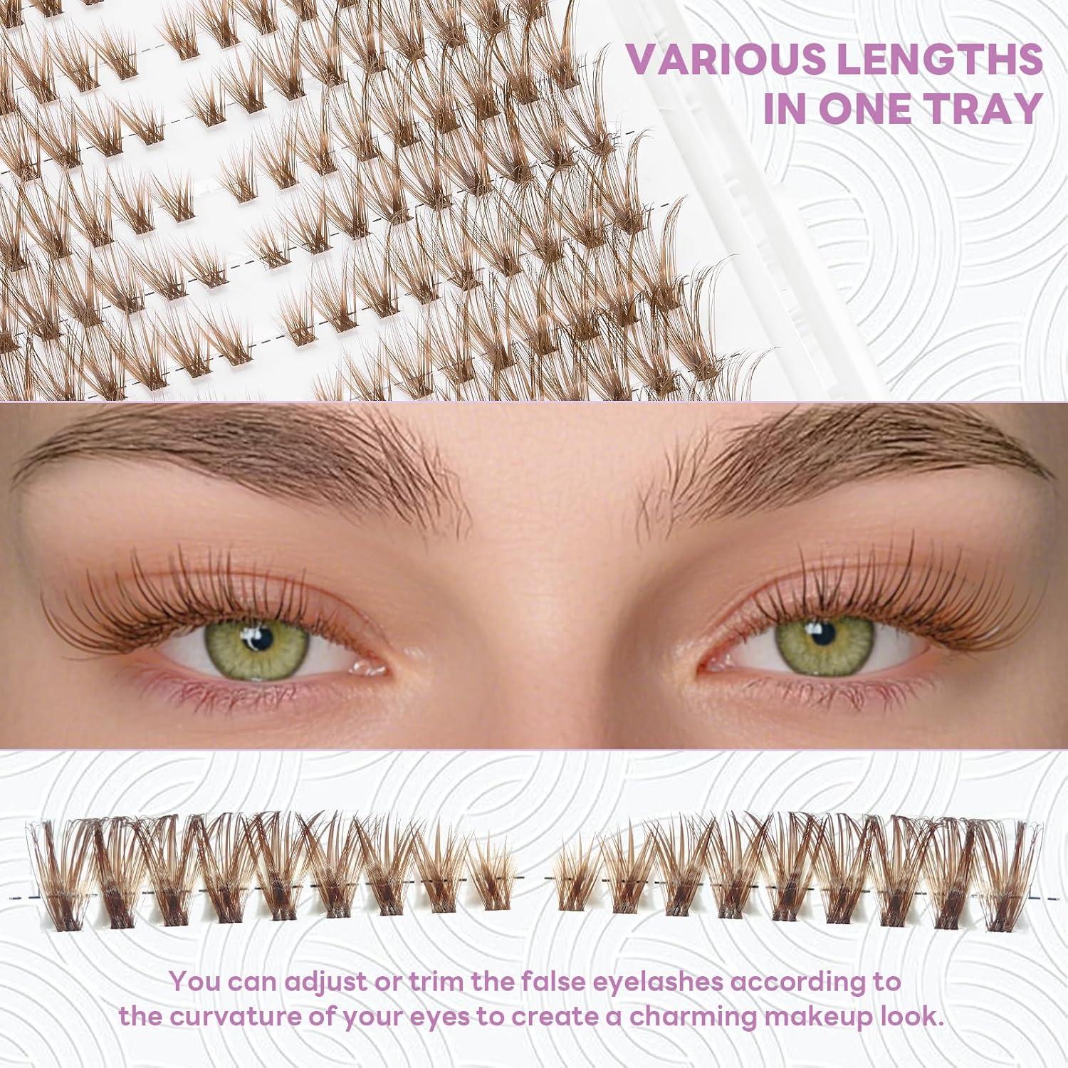 Racimos de Pestañas Postizas Marrones BYETOCE 252 Pcs 40D