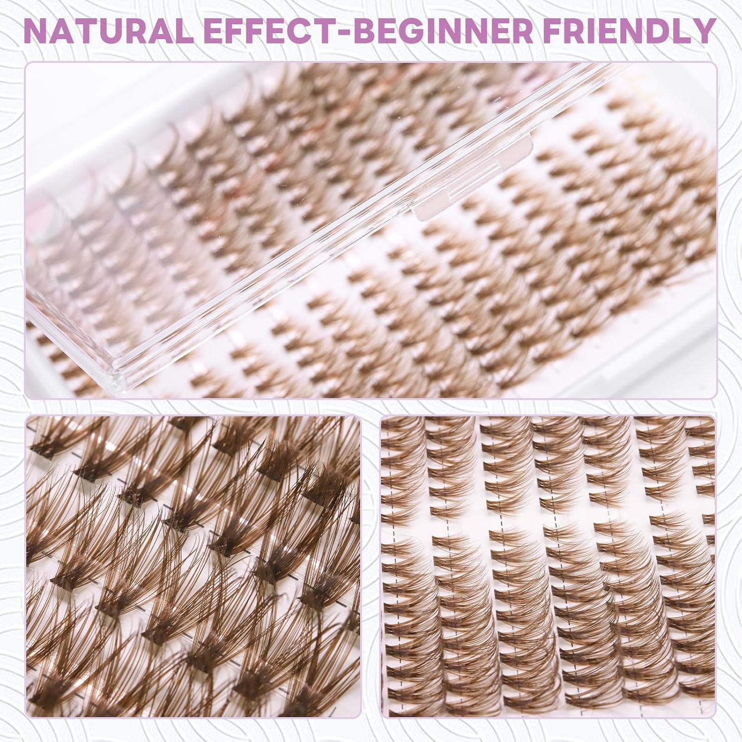 Racimos de Pestañas Postizas Marrones BYETOCE 252 Pcs 40D
