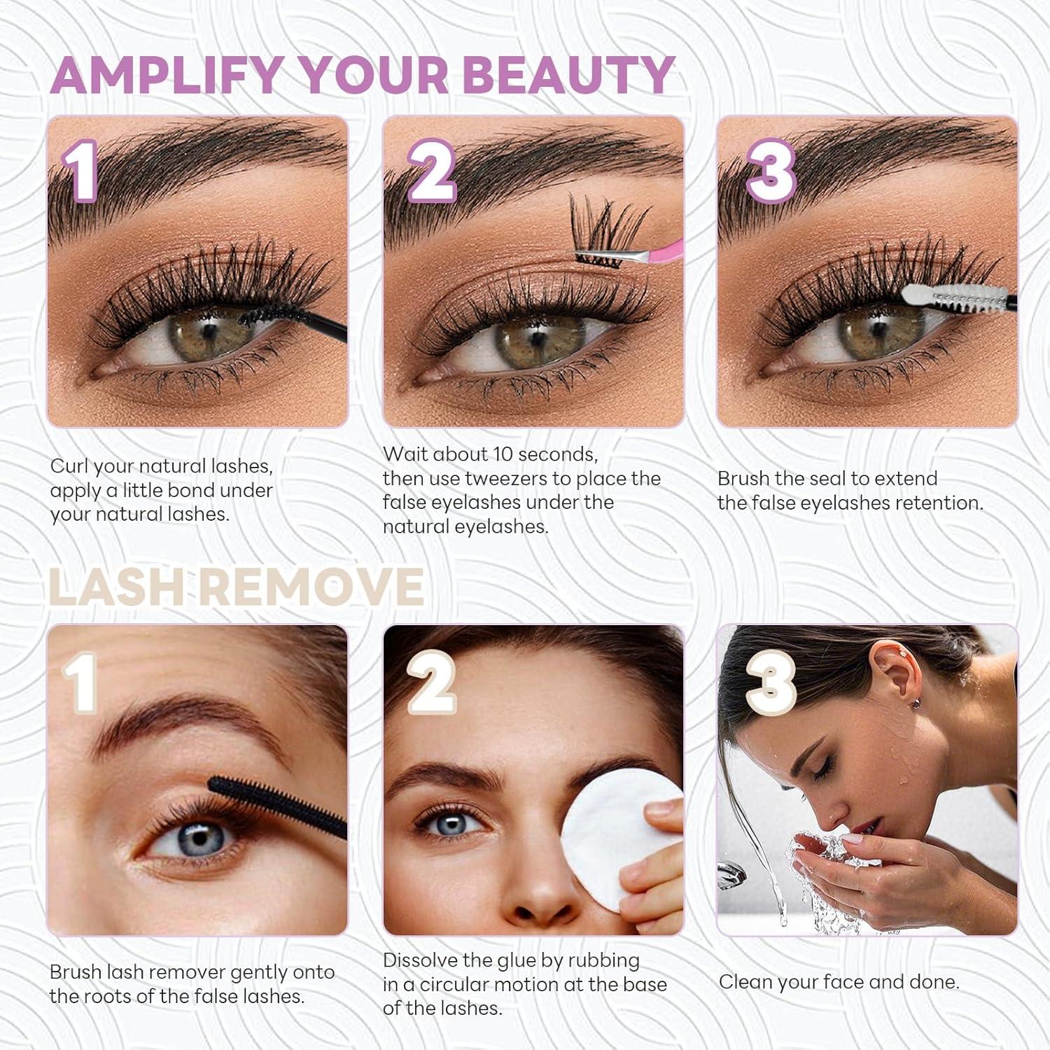 Racimos de Pestañas Postizas Marrones BYETOCE 252 Pcs 40D