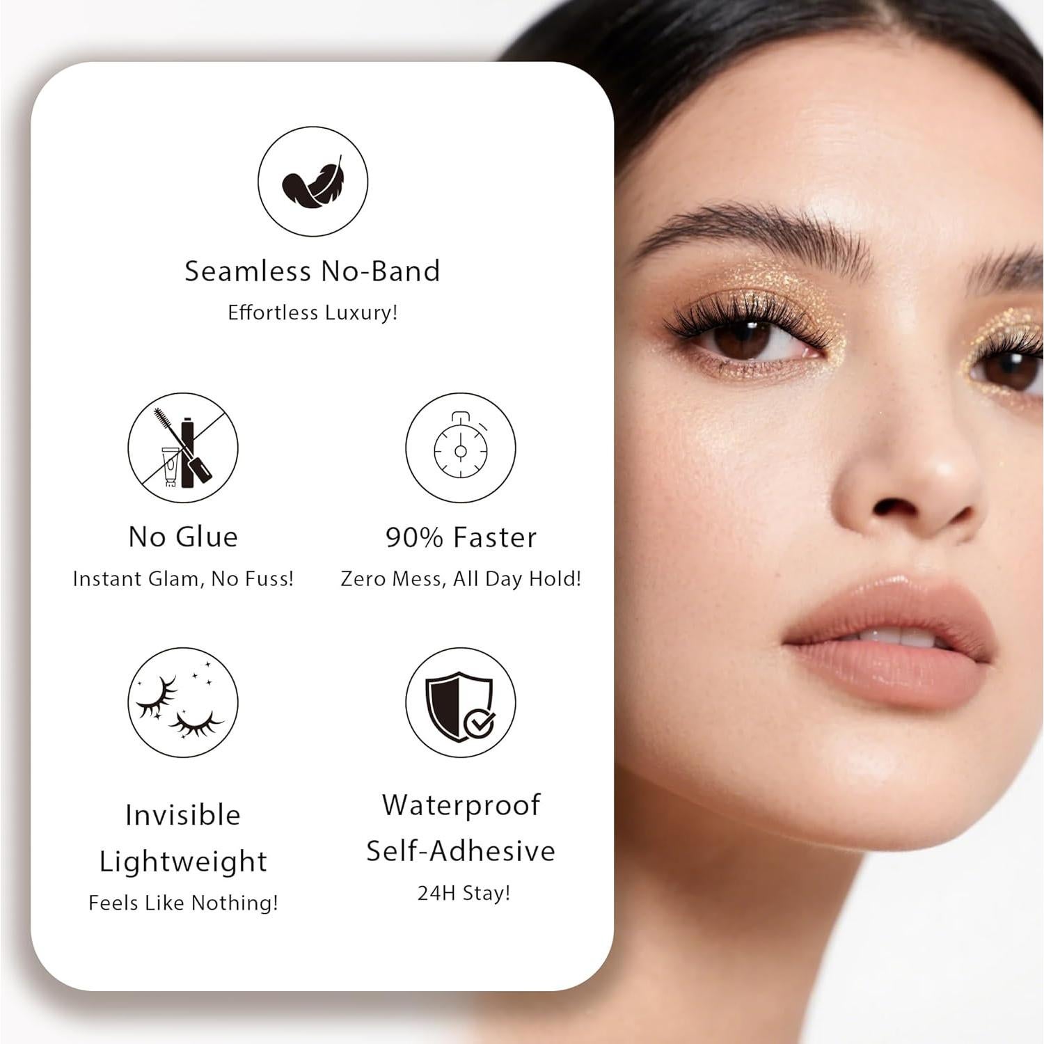 Kit de Pestañas Autoadhesivas EHSZM BEAUTY 10-14mm Natural