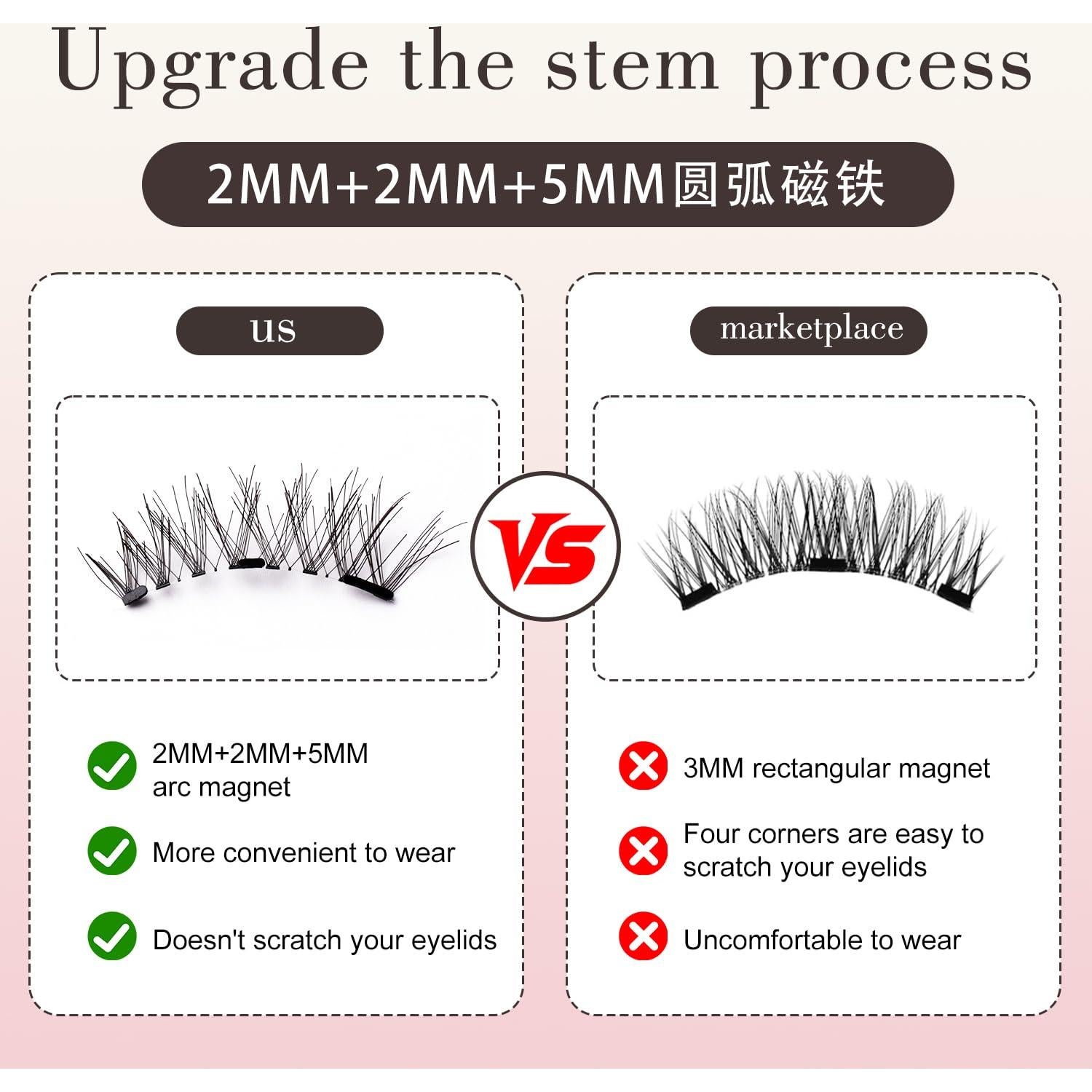 Pestañas Magnéticas Reutilizables Fvaql con Aplicador - Natural