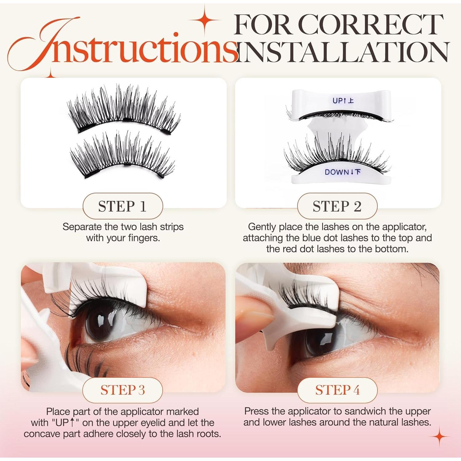 Pestañas Magnéticas Reutilizables Fvaql con Aplicador - Natural