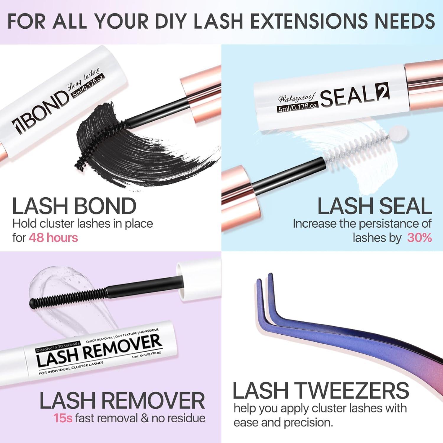 Kit de Pestañas Miuffue con Adhesivo, Sellador y Pinzas