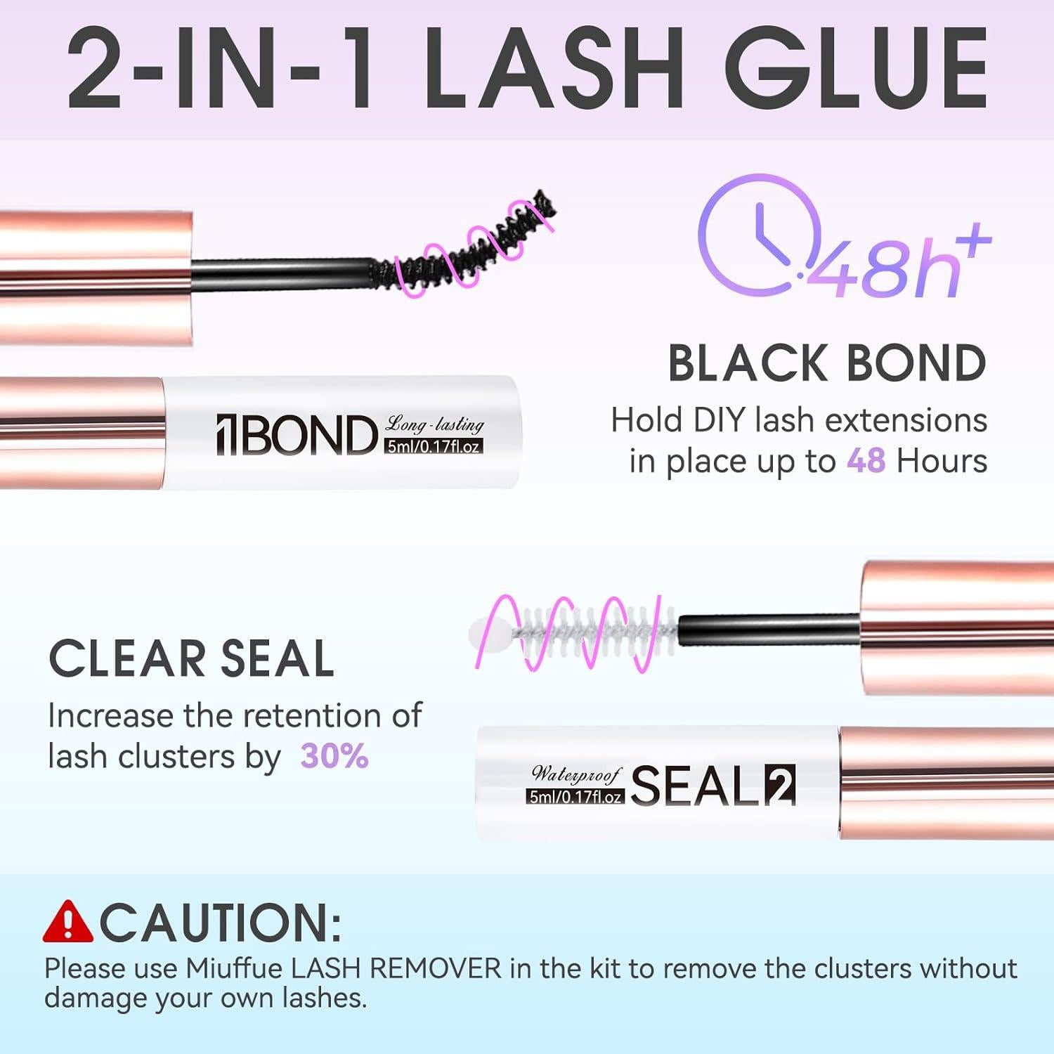 Kit de Pestañas Miuffue con Adhesivo, Sellador y Pinzas