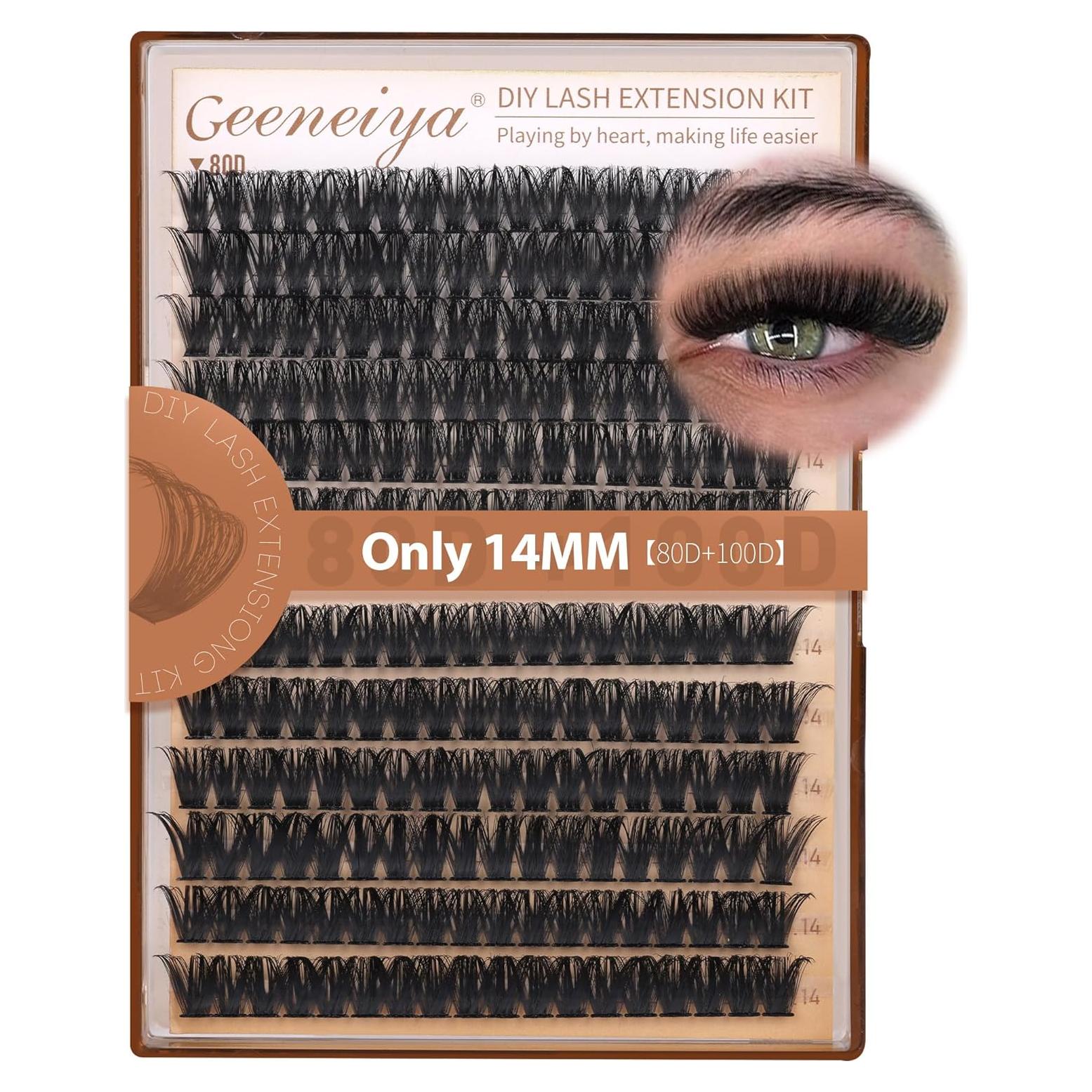 Kit de Extensión de Pestañas Geeneiya 14MM Volumen Natural