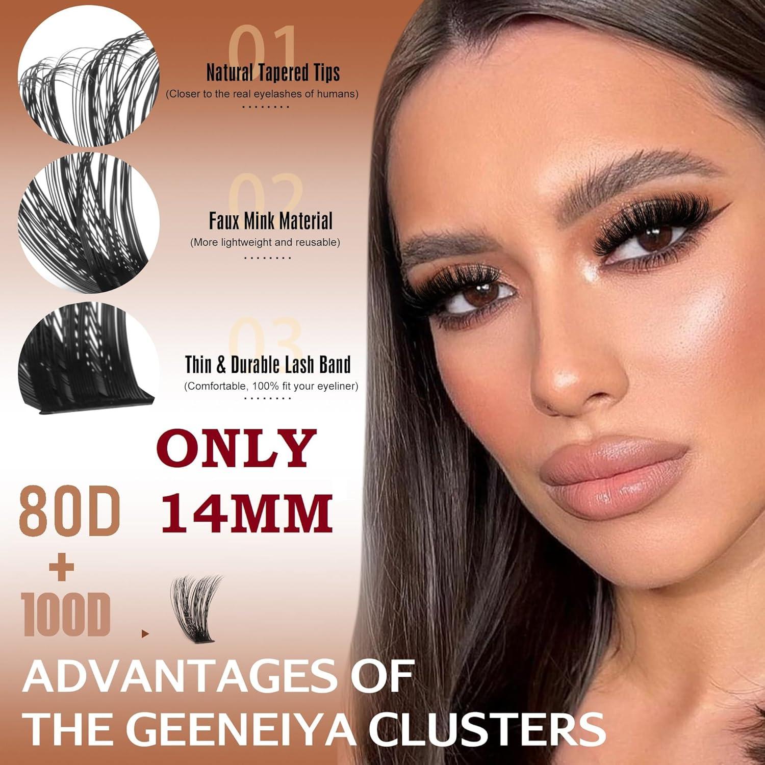 Kit de Extensión de Pestañas Geeneiya 14MM Volumen Natural