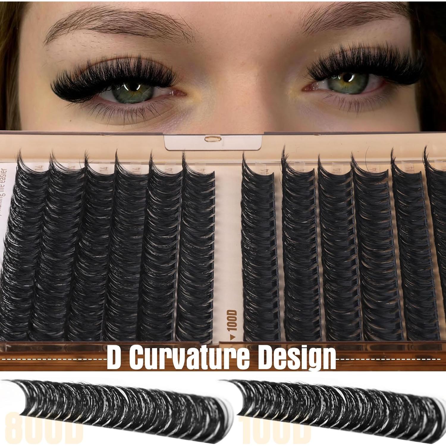 Kit de Extensión de Pestañas Geeneiya 14MM Volumen Natural