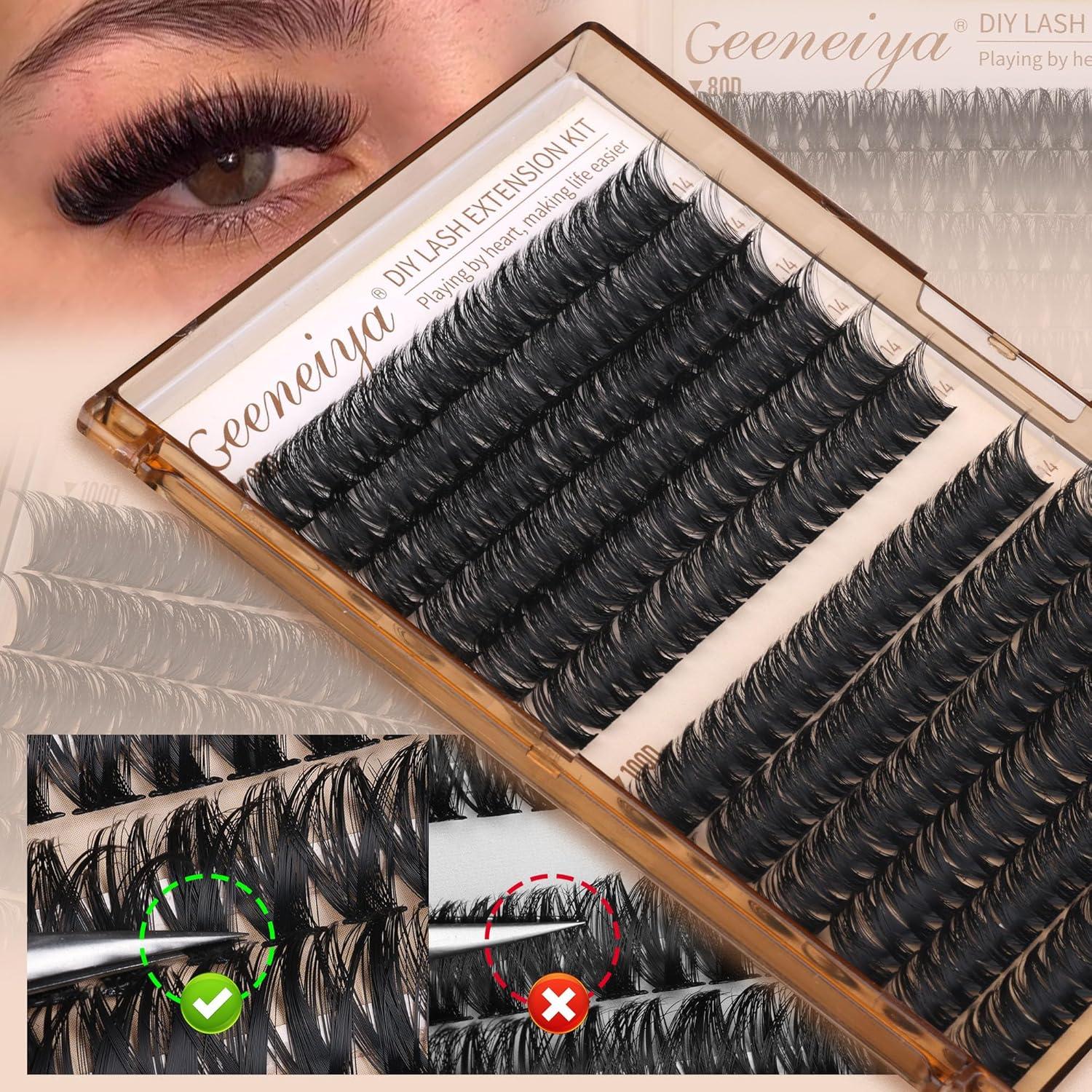 Kit de Extensión de Pestañas Geeneiya 14MM Volumen Natural