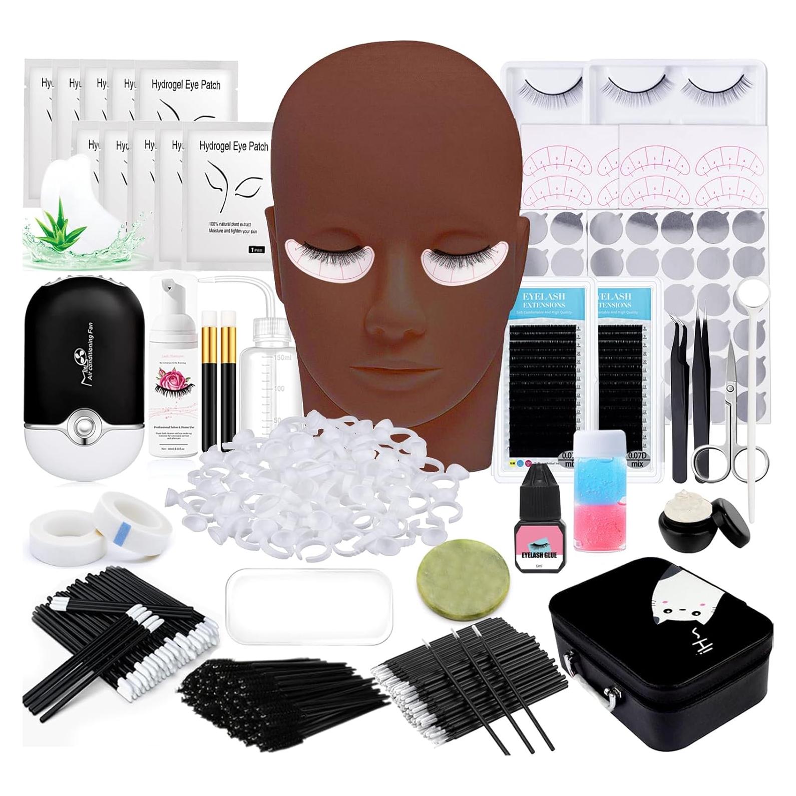 Kit de Extensión de Pestañas DNSGOOR con Ventilador USB 8-15mm