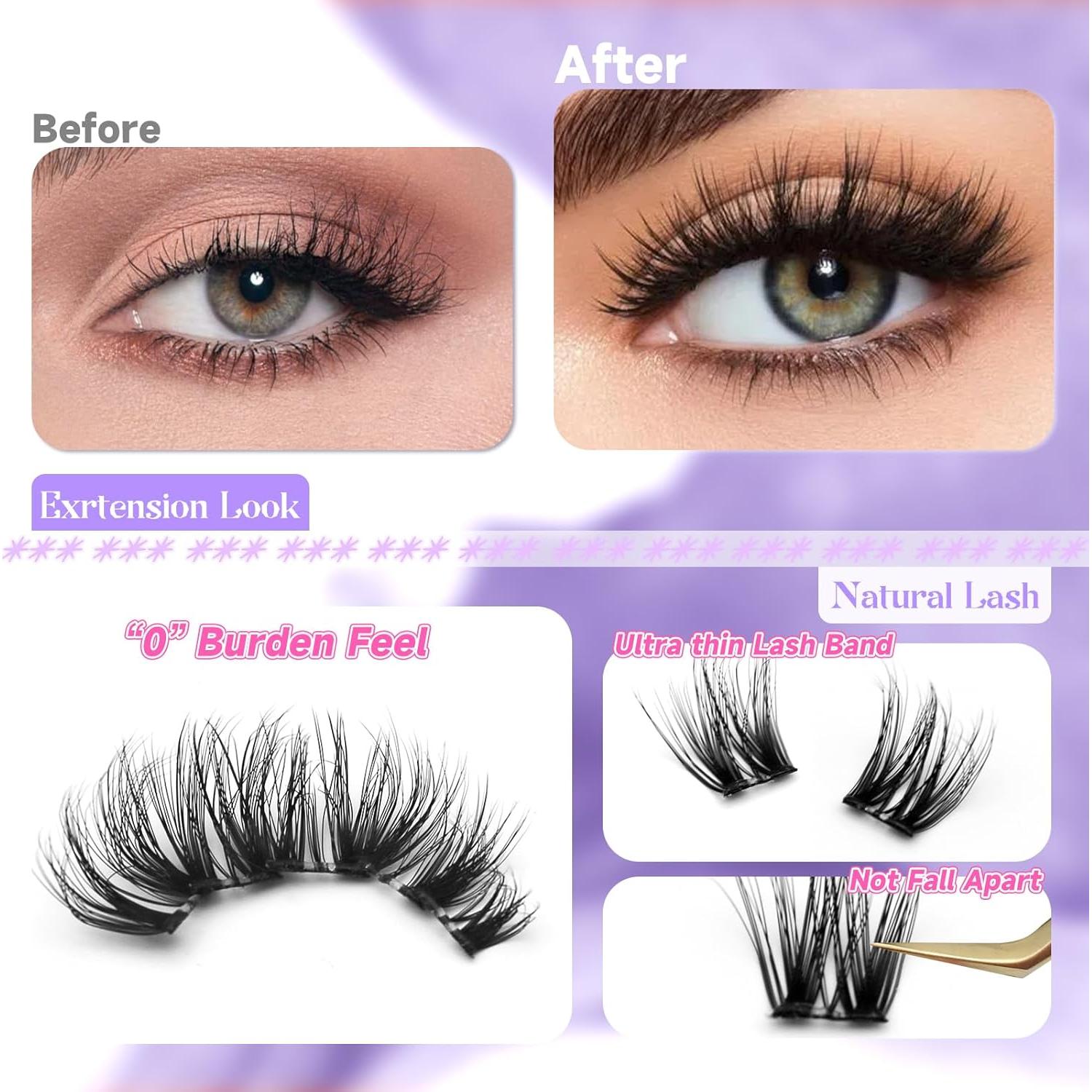 Extensiones de Pestañas 3D LASHGLSO - 120 Racimos Autoadhesivos