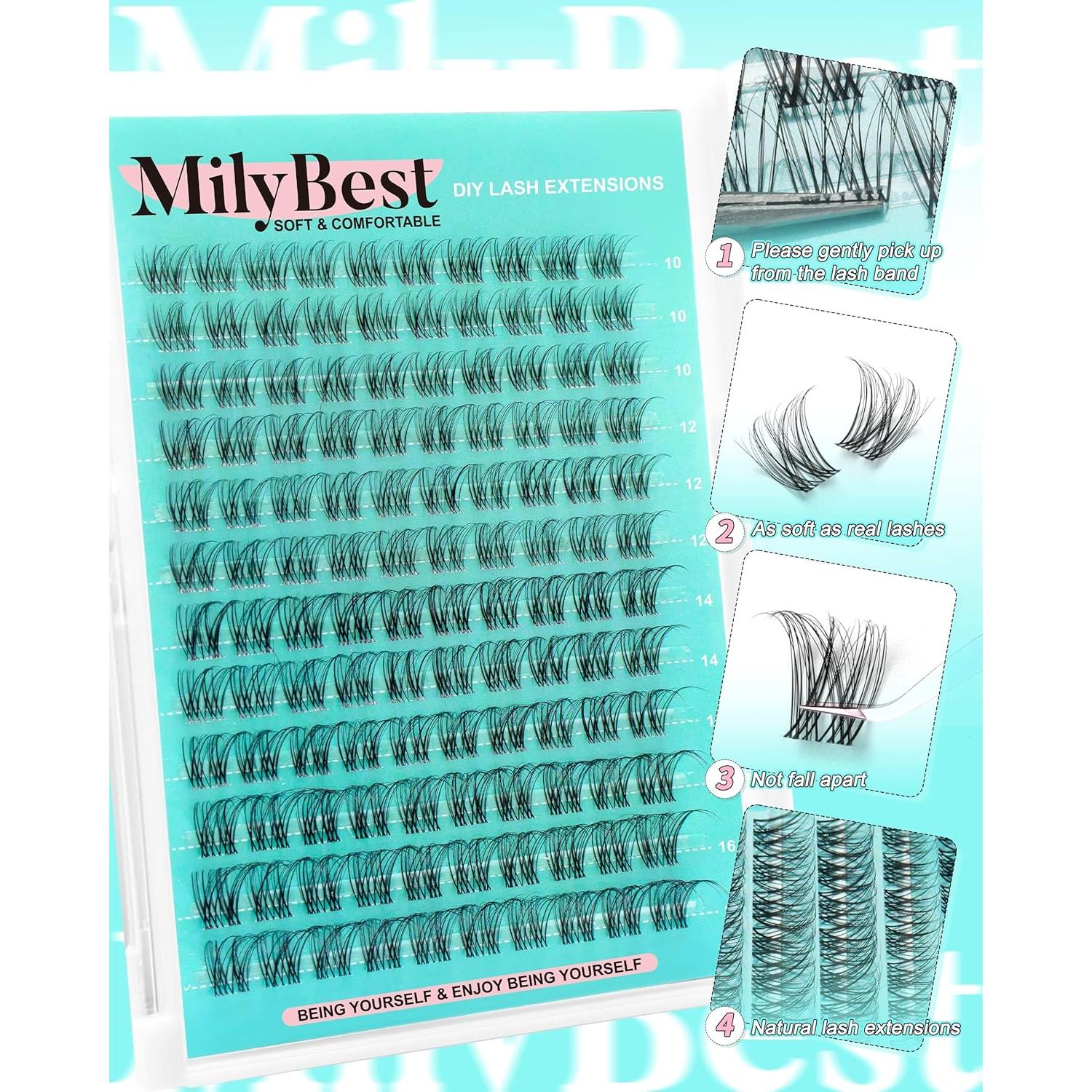 Kit de Extensión de Pestañas MilyBest 10-16mm Natural Wispy