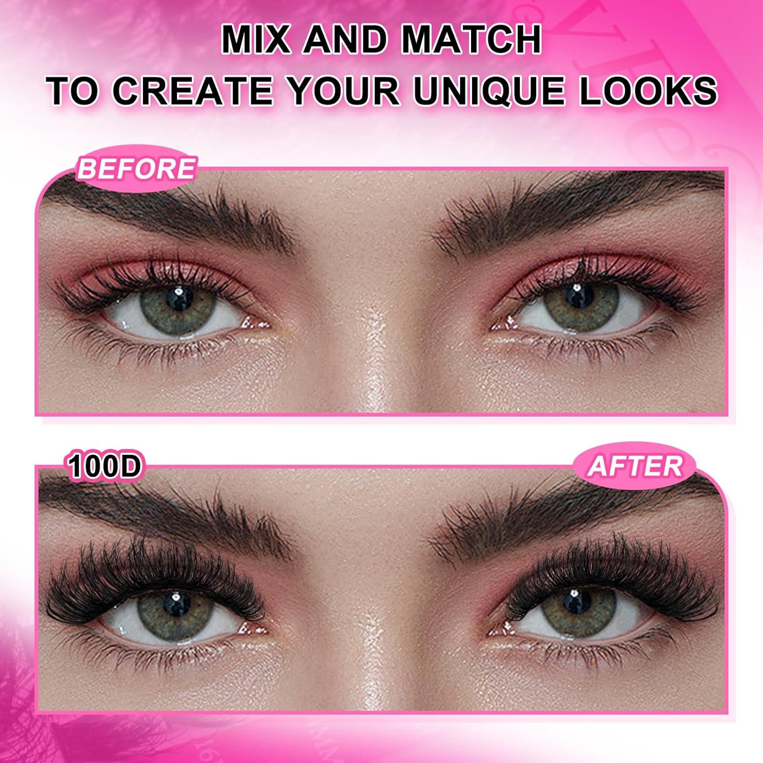 Kit de Extensiones de Pestañas MilyBest 100D 10-18mm D Curl