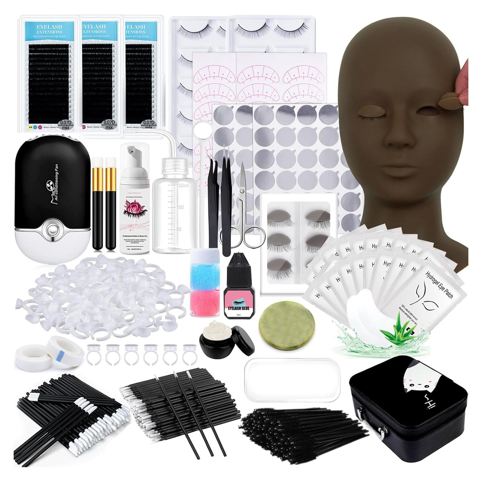 Kit de Extensión de Pestañas Profesional DNSGOOR con Maniquí